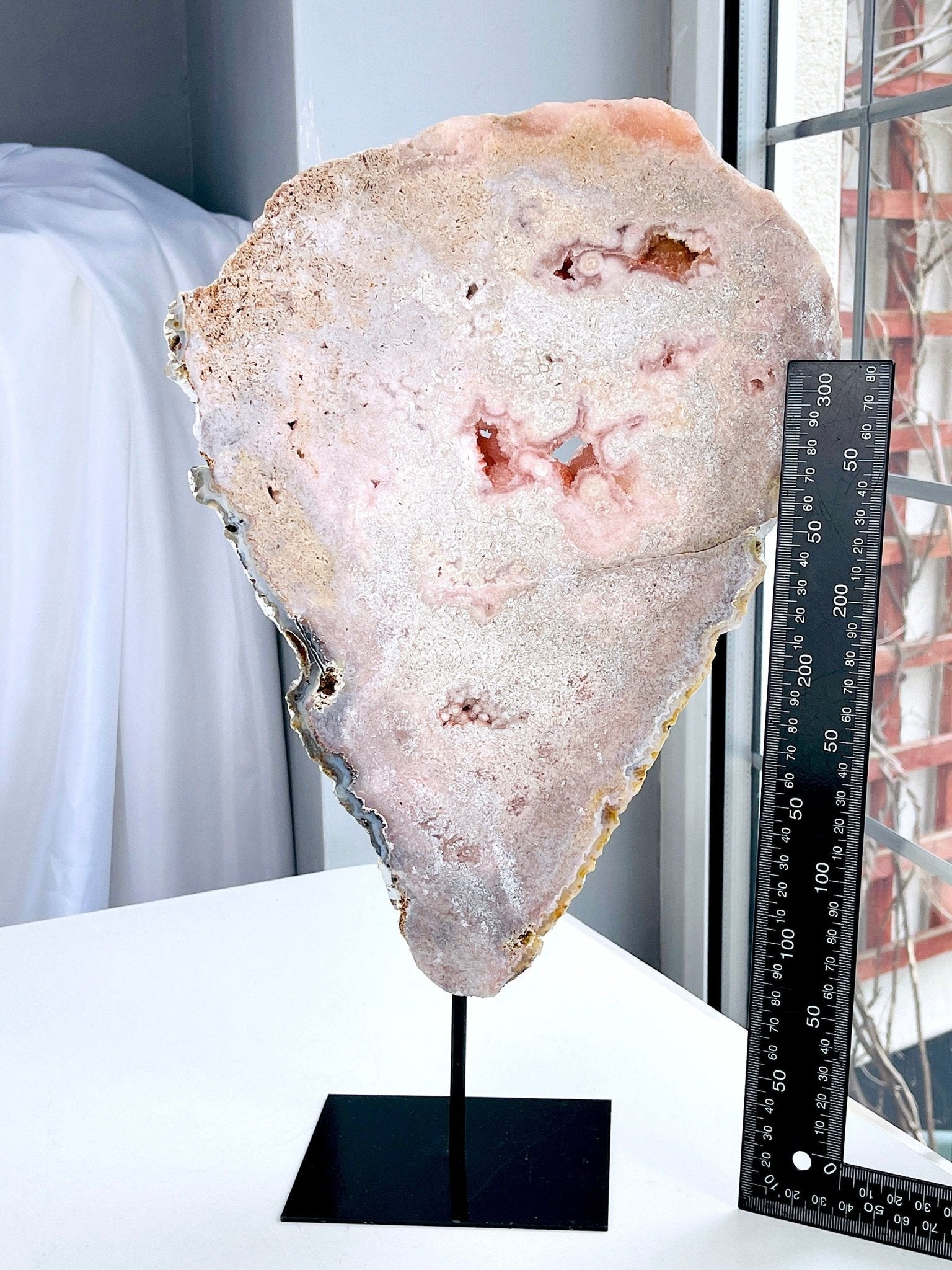 Pink Amethyst, 3.2kg Natural Pink Amethyst with Metal Stand, Pink Amethyst Druzy Slabs, Pink Amethyst Crystal,Crystal Gift,Home decor - Million Years Crystal