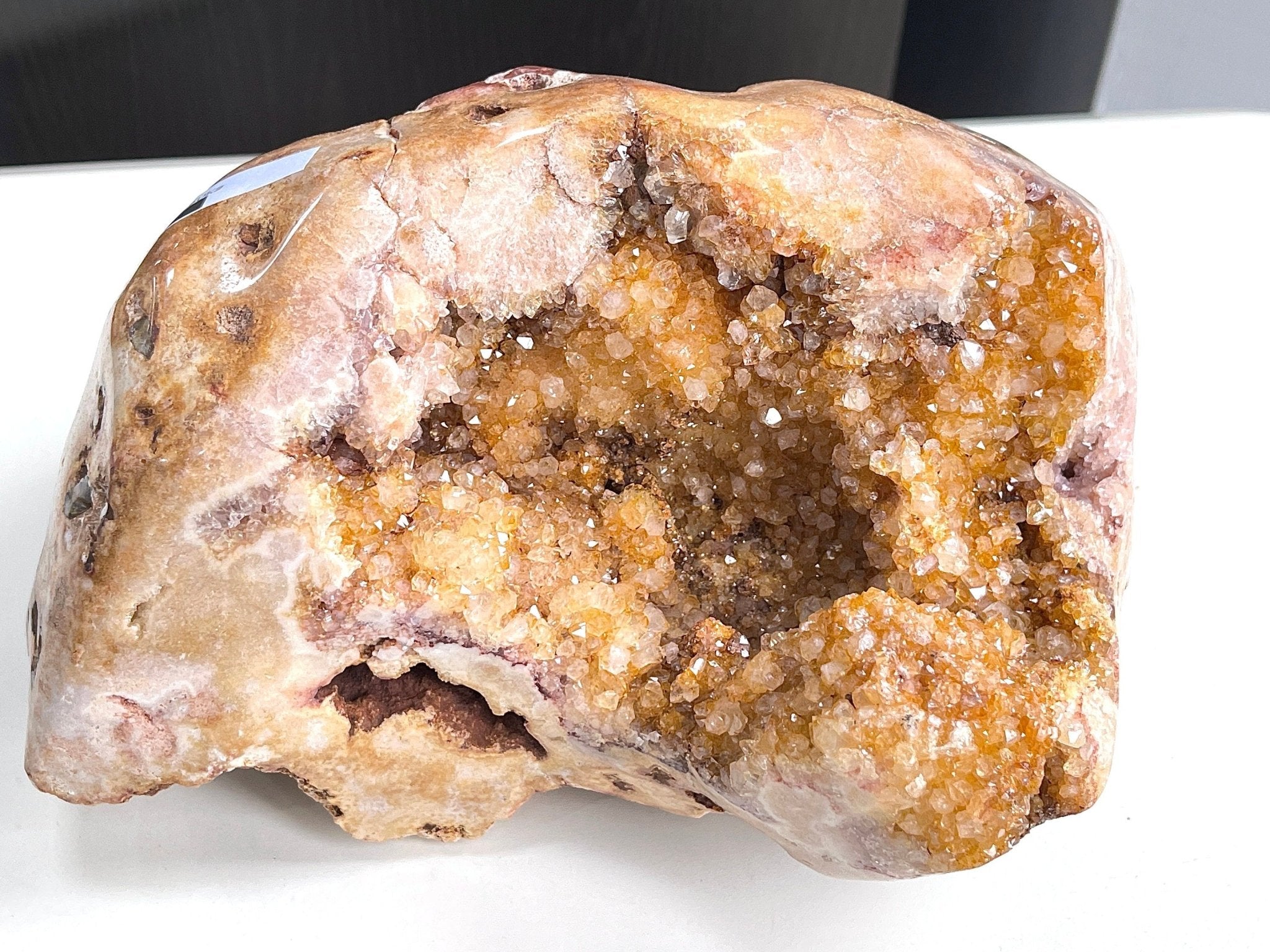 Pink Amethyst, 4.6kg Large Golden Pink Amethyst Freefrom, semi polished Pink Amethyst Freeform, Natural Druzy Pink Amethyst Display - Million Years Crystal