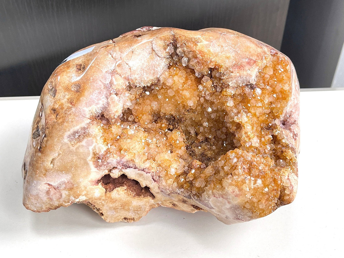 Pink Amethyst, 4.6kg Large Golden Pink Amethyst Freefrom, semi polished Pink Amethyst Freeform, Natural Druzy Pink Amethyst Display - Million Years Crystal