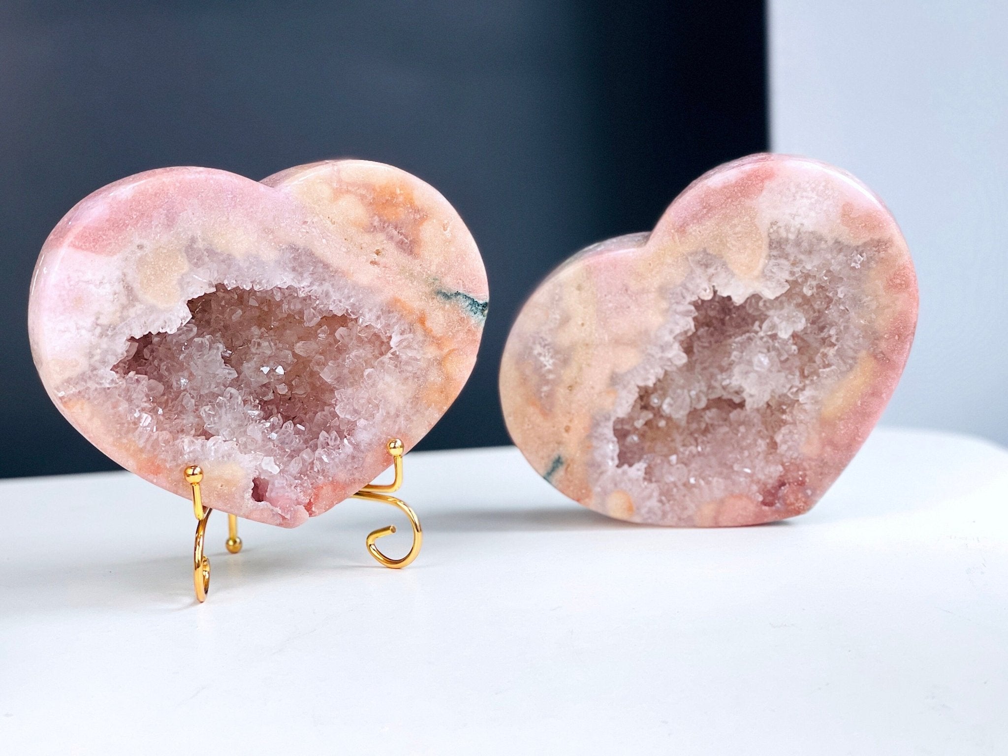 Pink Amethyst Crystal Heart, 3.5kg Super Extra Quality Paired Pink Amethyst Geode Heart Set, Crystal Gift, Wedding gift, Home Decor - Million Years Crystal