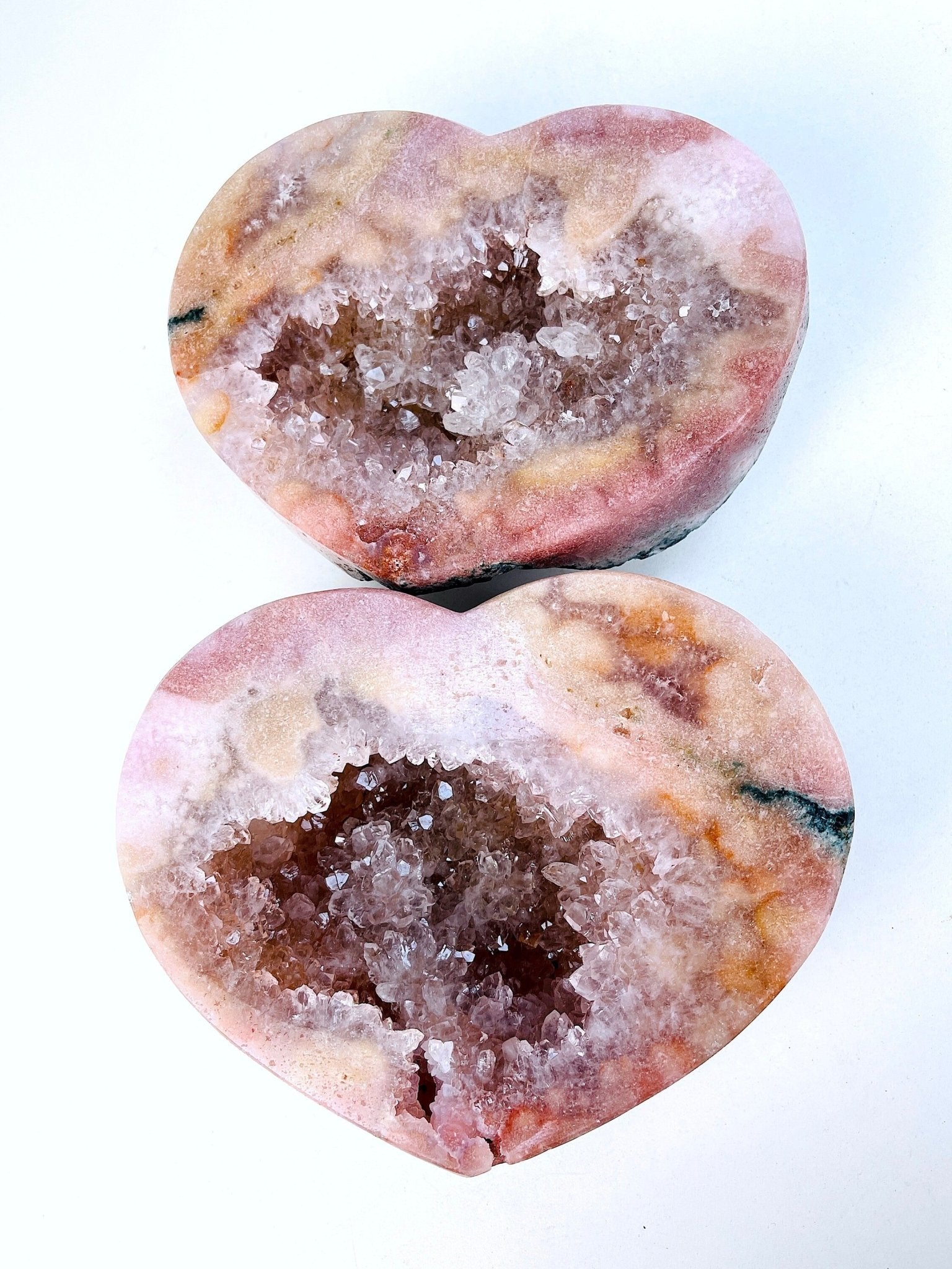 Pink Amethyst Crystal Heart, 3.5kg Super Extra Quality Paired Pink Amethyst Geode Heart Set, Crystal Gift, Wedding gift, Home Decor - Million Years Crystal