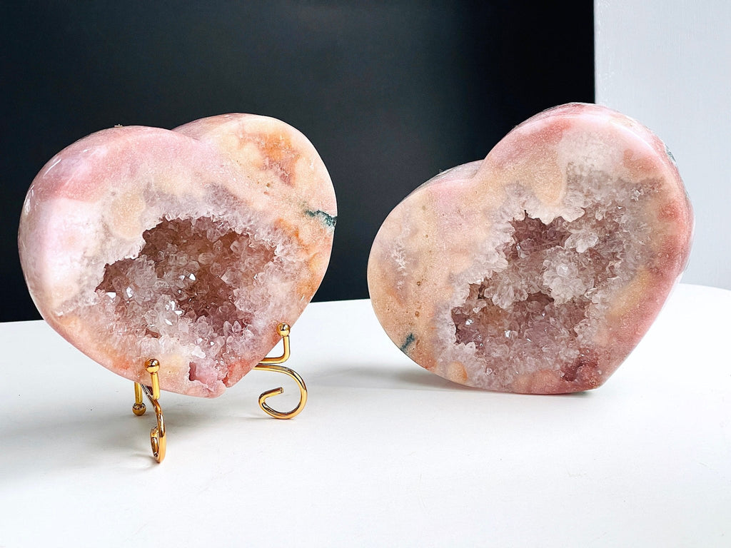 Pink Amethyst Crystal Heart, 3.5kg Super Extra Quality Paired Pink Amethyst Geode Heart Set, Crystal Gift, Wedding gift, Home Decor - Million Years Crystal