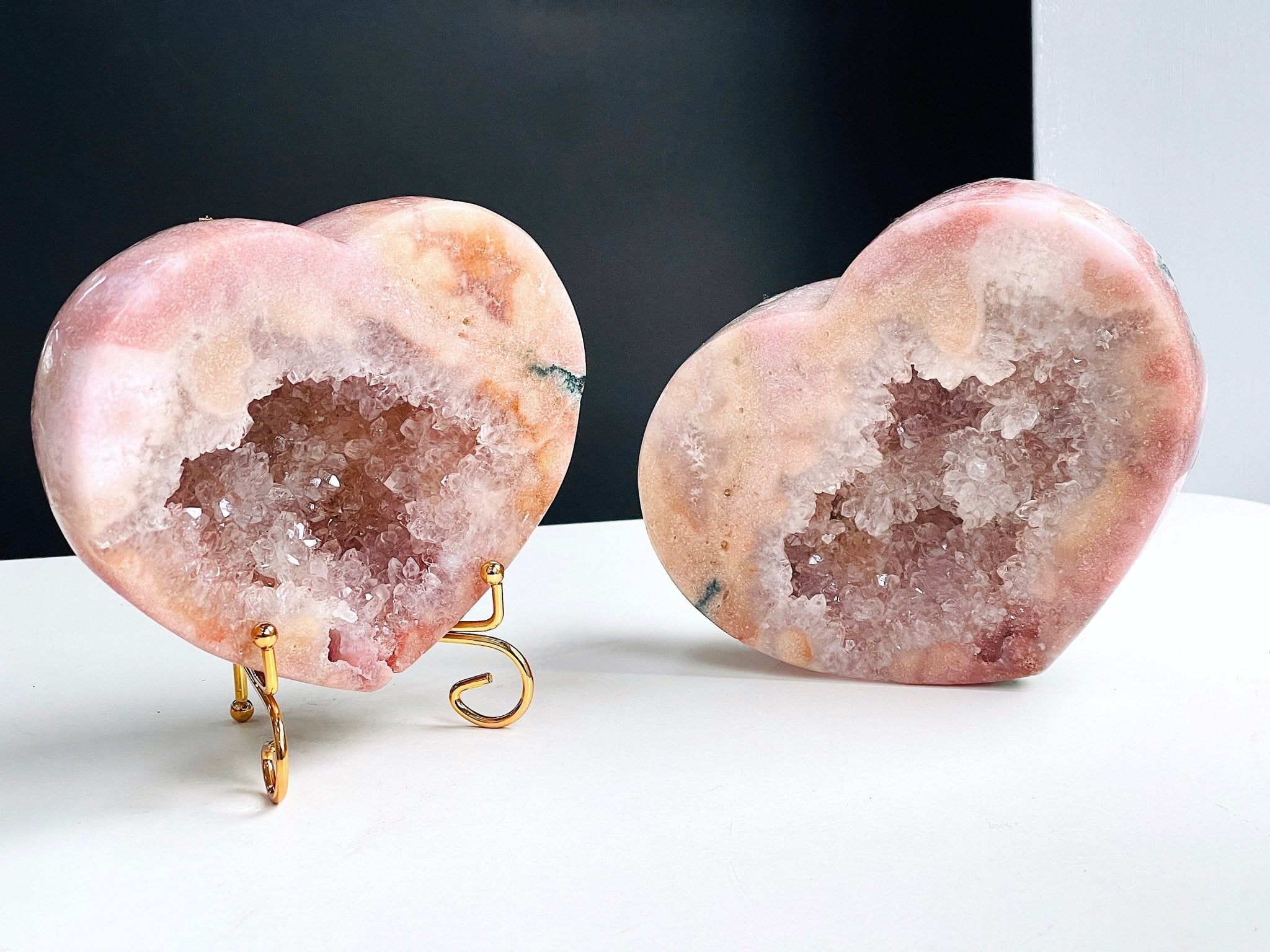Pink Amethyst Crystal Heart, 3.5kg Super Extra Quality Paired Pink Amethyst Geode Heart Set, Crystal Gift, Wedding gift, Home Decor - Million Years Crystal