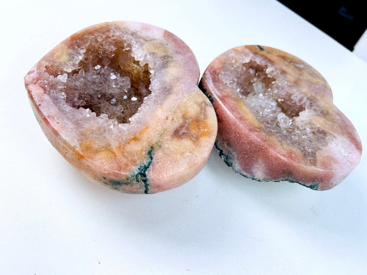 Pink Amethyst Crystal Heart, 3.5kg Super Extra Quality Paired Pink Amethyst Geode Heart Set, Crystal Gift, Wedding gift, Home Decor - Million Years Crystal
