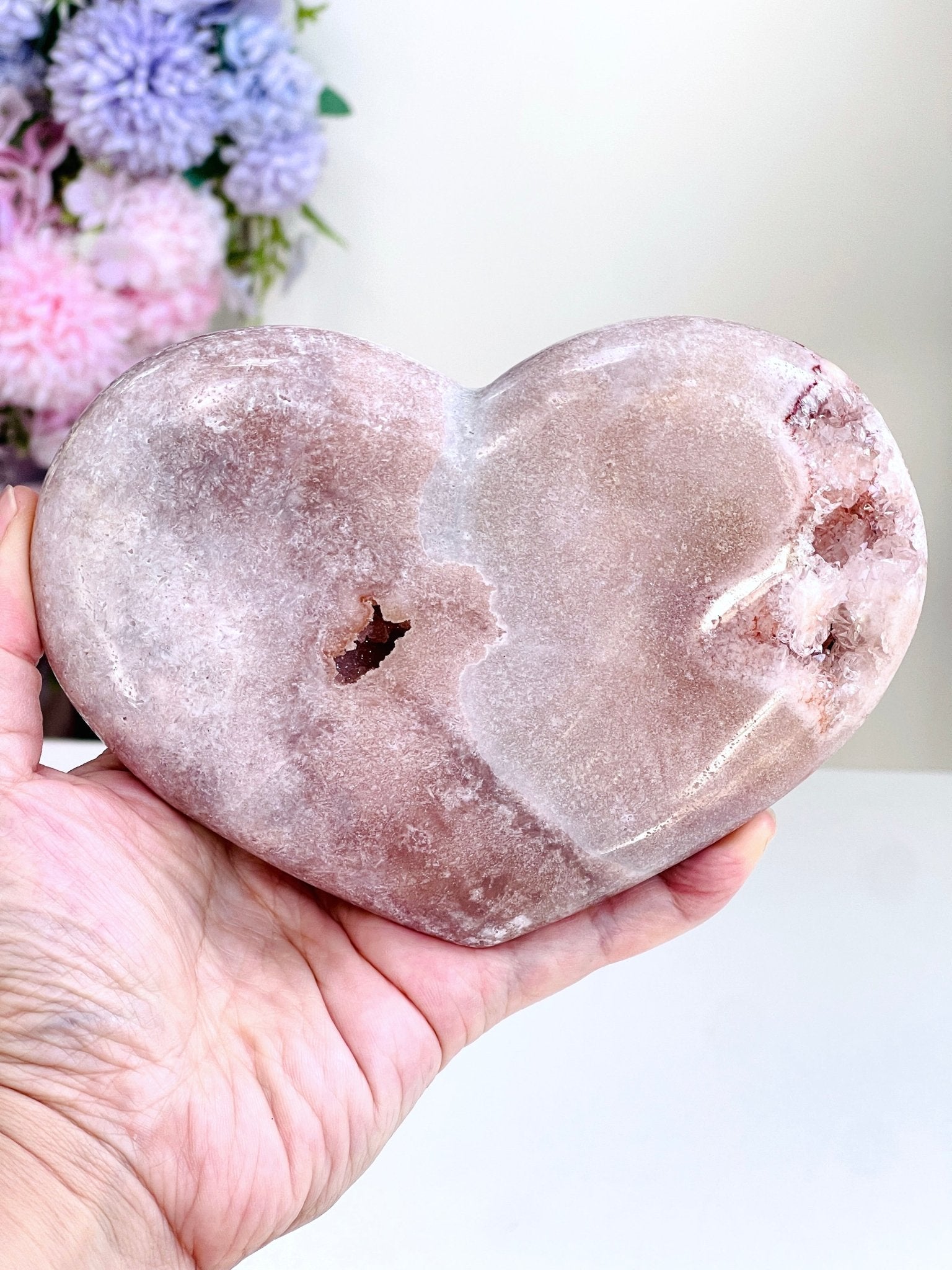 Pink Amethyst Druzy Heart – 623g Natural Healing Crystal, Pink Amethyst Heart for Gift, Meditation, Home Decor B209 - Million Years Crystal