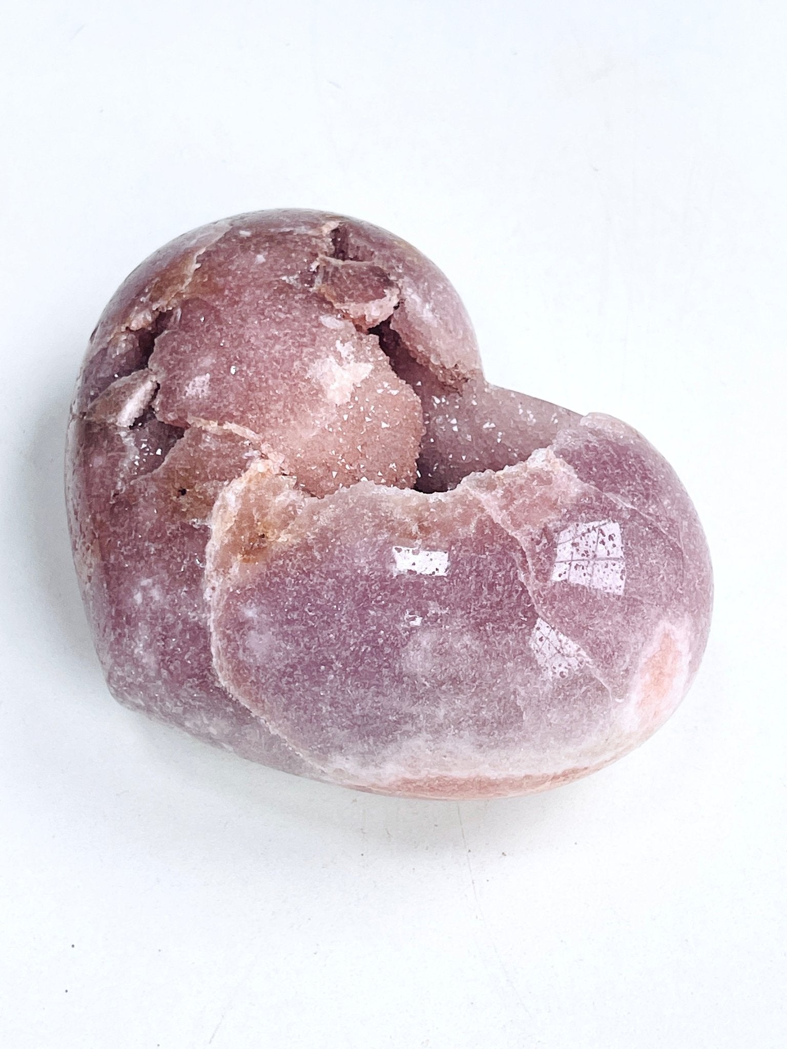 Pink Amethyst Druzy Heart – 642g Natural Healing Crystal, Pink Amethyst Heart for Gift, Meditation, Home Decor B204 - Million Years Crystal