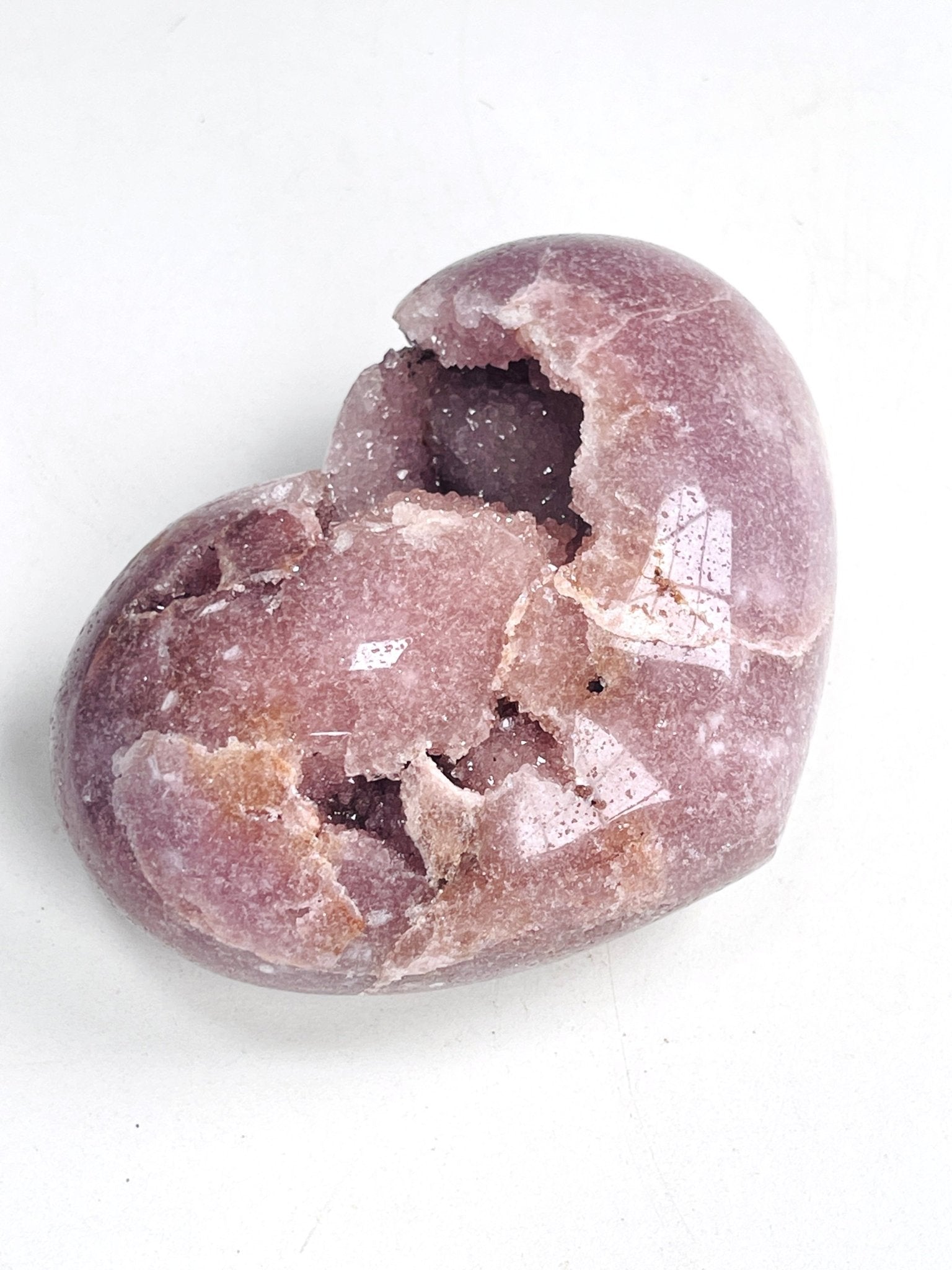 Pink Amethyst Druzy Heart – 642g Natural Healing Crystal, Pink Amethyst Heart for Gift, Meditation, Home Decor B204 - Million Years Crystal