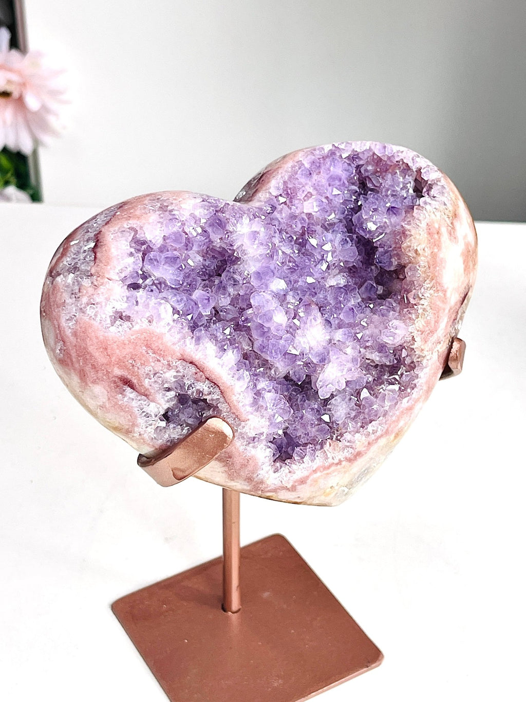 Pink Amethyst Druzy Heart – Natural Healing Crystal for Meditation & Home Decor - Million Years Crystal