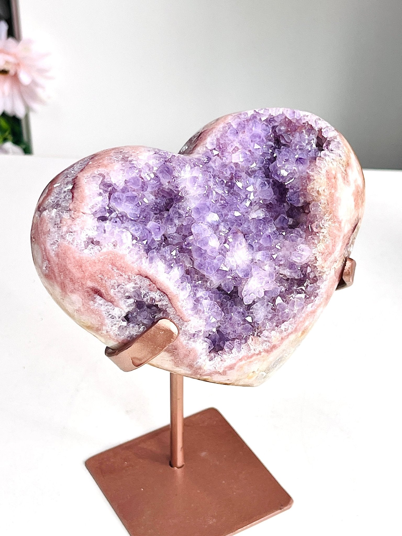 Pink Amethyst Druzy Heart – Natural Healing Crystal for Meditation & Home Decor - Million Years Crystal