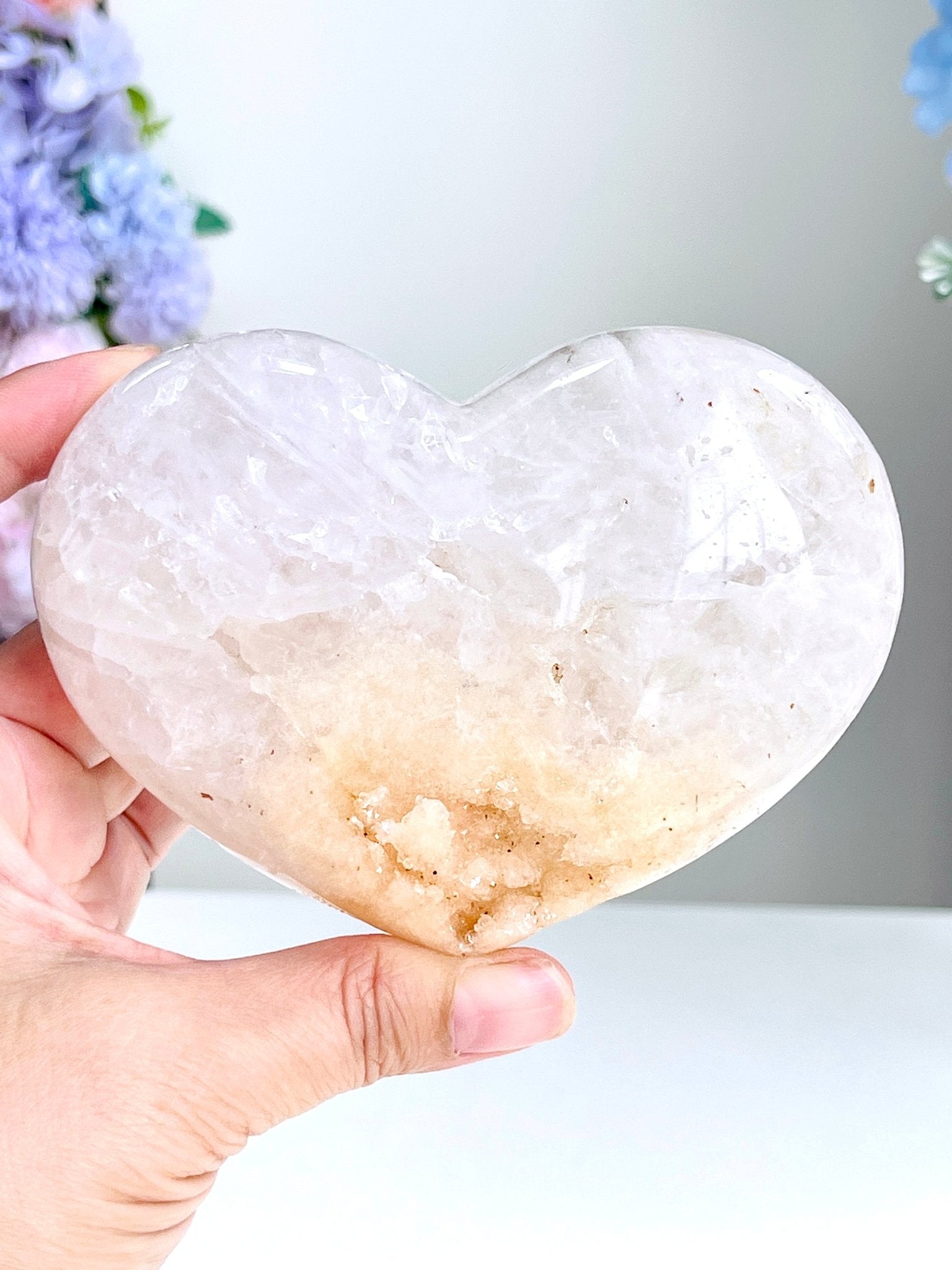 Pink Amethyst Druzy Heart – Natural Healing Crystal, Pink Amethyst Heart for Gift, Meditation, Home Decor B103 - Million Years Crystal