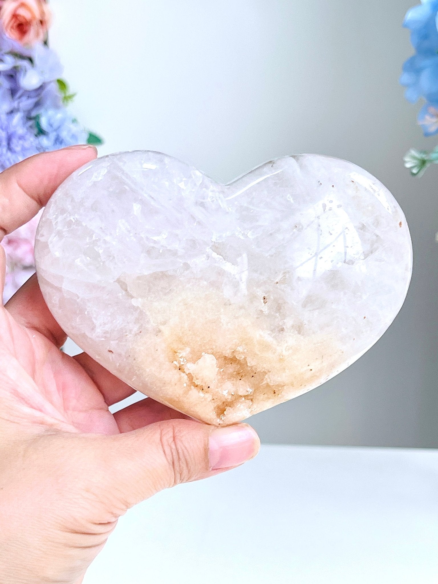 Pink Amethyst Druzy Heart – Natural Healing Crystal, Pink Amethyst Heart for Gift, Meditation, Home Decor B103 - Million Years Crystal