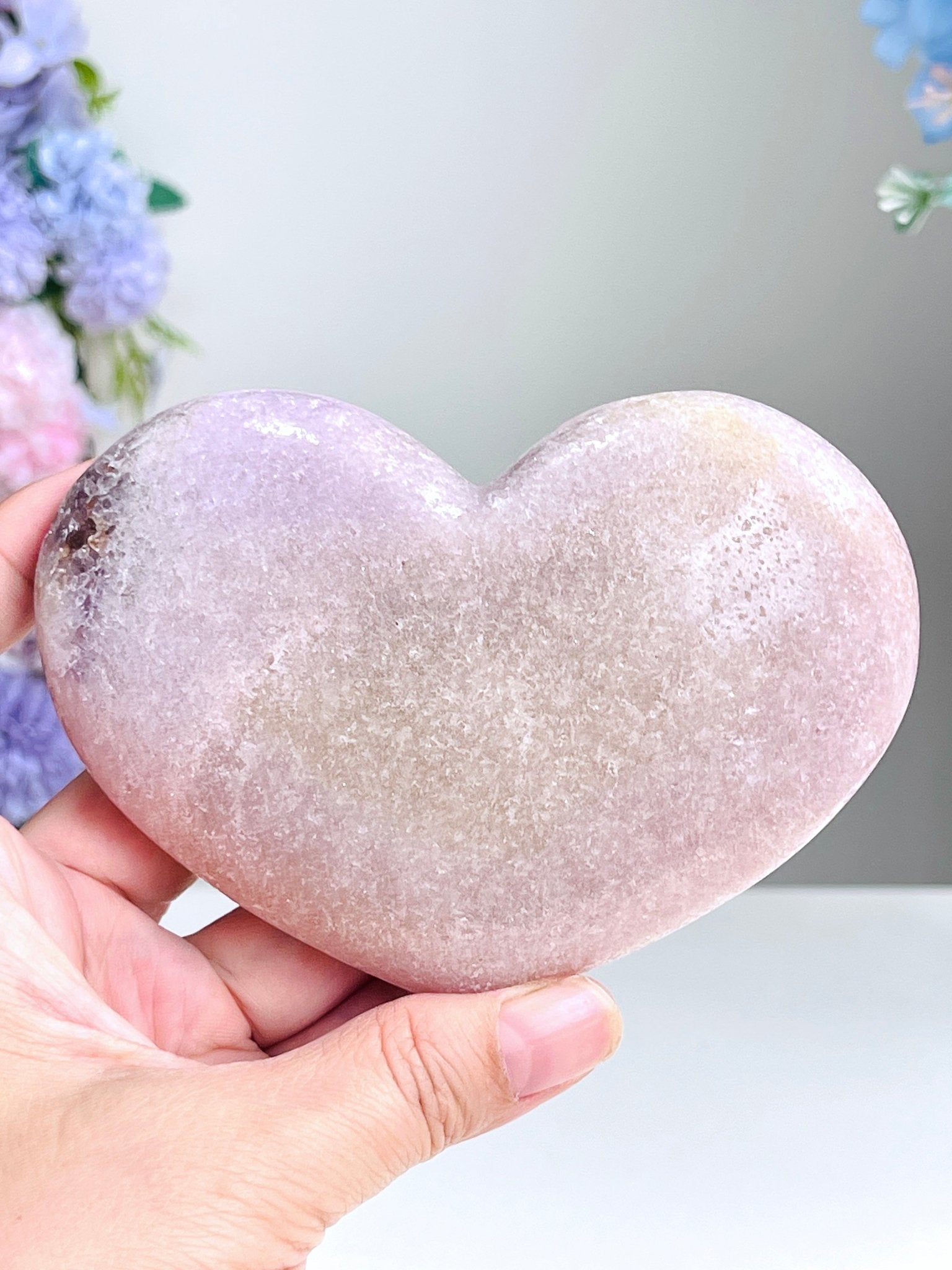 Pink Amethyst Druzy Heart – Natural Healing Crystal, Pink Amethyst Heart for Gift, Meditation, Home Decor B106 - Million Years Crystal