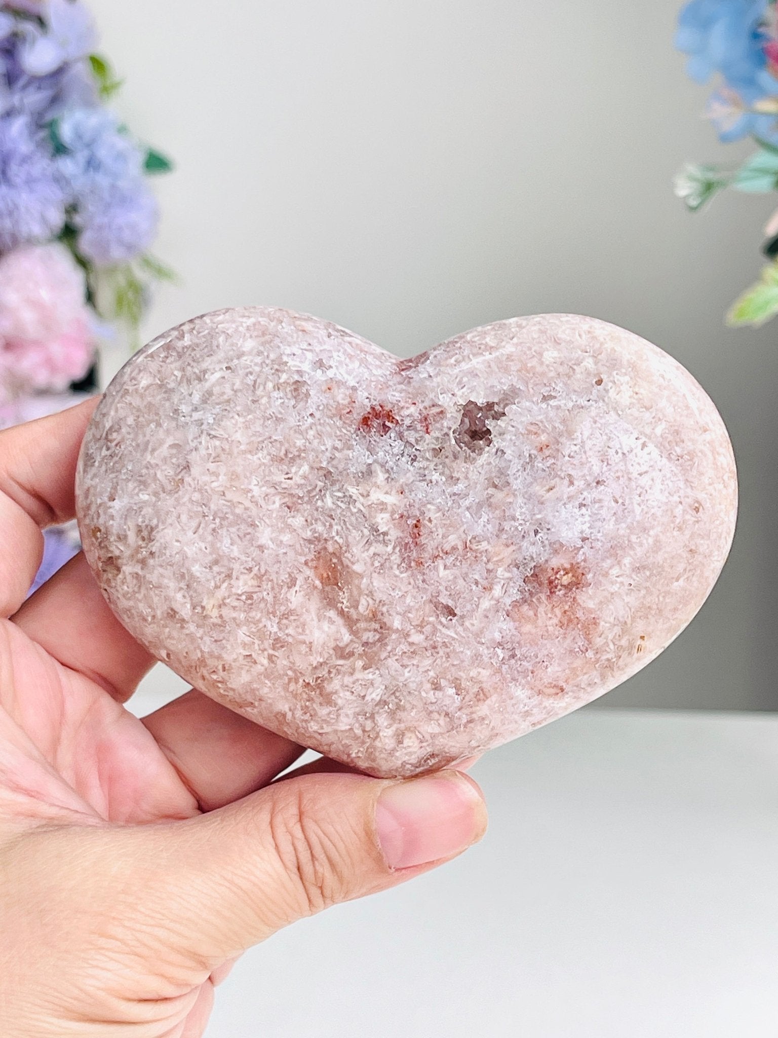 Pink Amethyst Druzy Heart – Natural Healing Crystal, Pink Amethyst Heart for Gift, Meditation, Home Decor B109 - Million Years Crystal