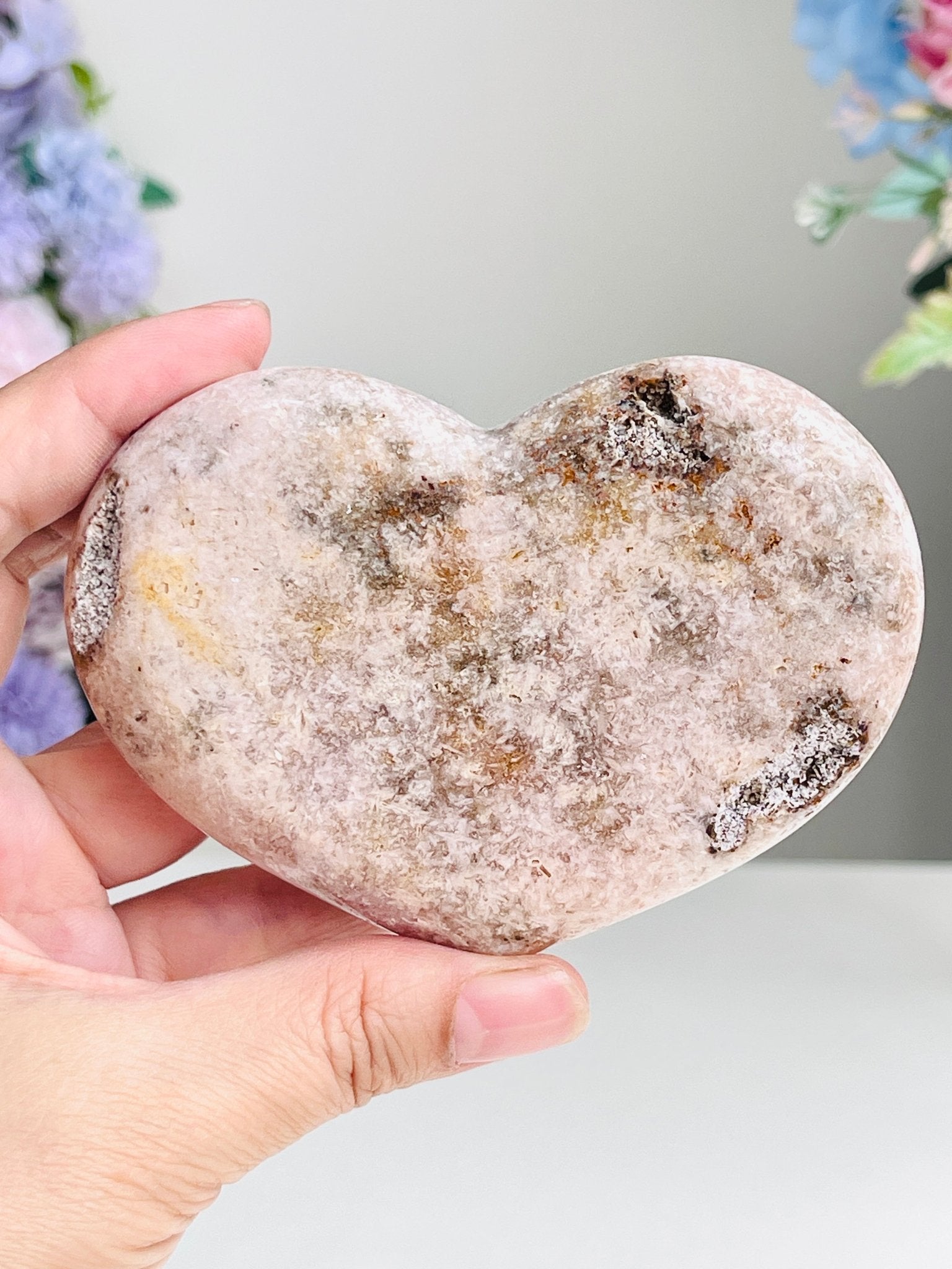 Pink Amethyst Druzy Heart – Natural Healing Crystal, Pink Amethyst Heart for Gift, Meditation, Home Decor B109 - Million Years Crystal