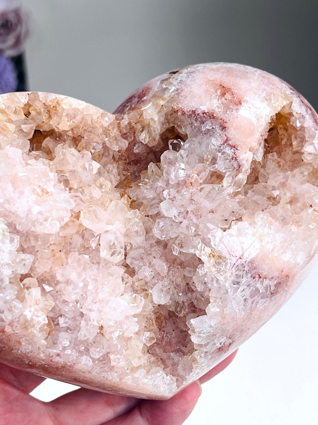 Pink Amethyst Druzy Heart – Natural Healing Crystal, Pink Amethyst Heart for Gift, Meditation, Home Decor B202 - Million Years Crystal