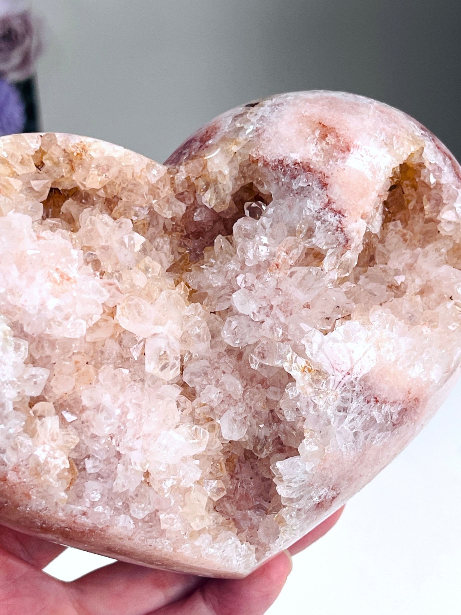 Pink Amethyst Druzy Heart – Natural Healing Crystal, Pink Amethyst Heart for Gift, Meditation, Home Decor B202 - Million Years Crystal
