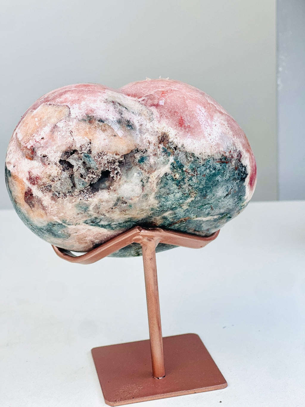 Pink Amethyst Druzy Heart on Bespoke Stand | Million Years Crystal - Million Years Crystal