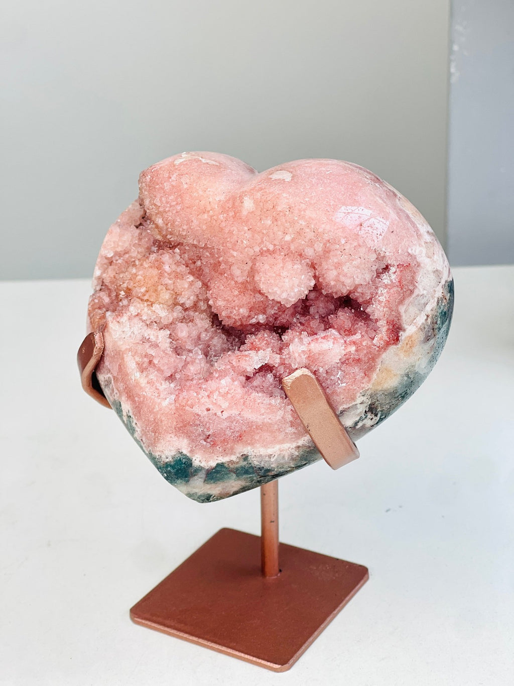 Pink Amethyst Druzy Heart on Bespoke Stand | Million Years Crystal - Million Years Crystal
