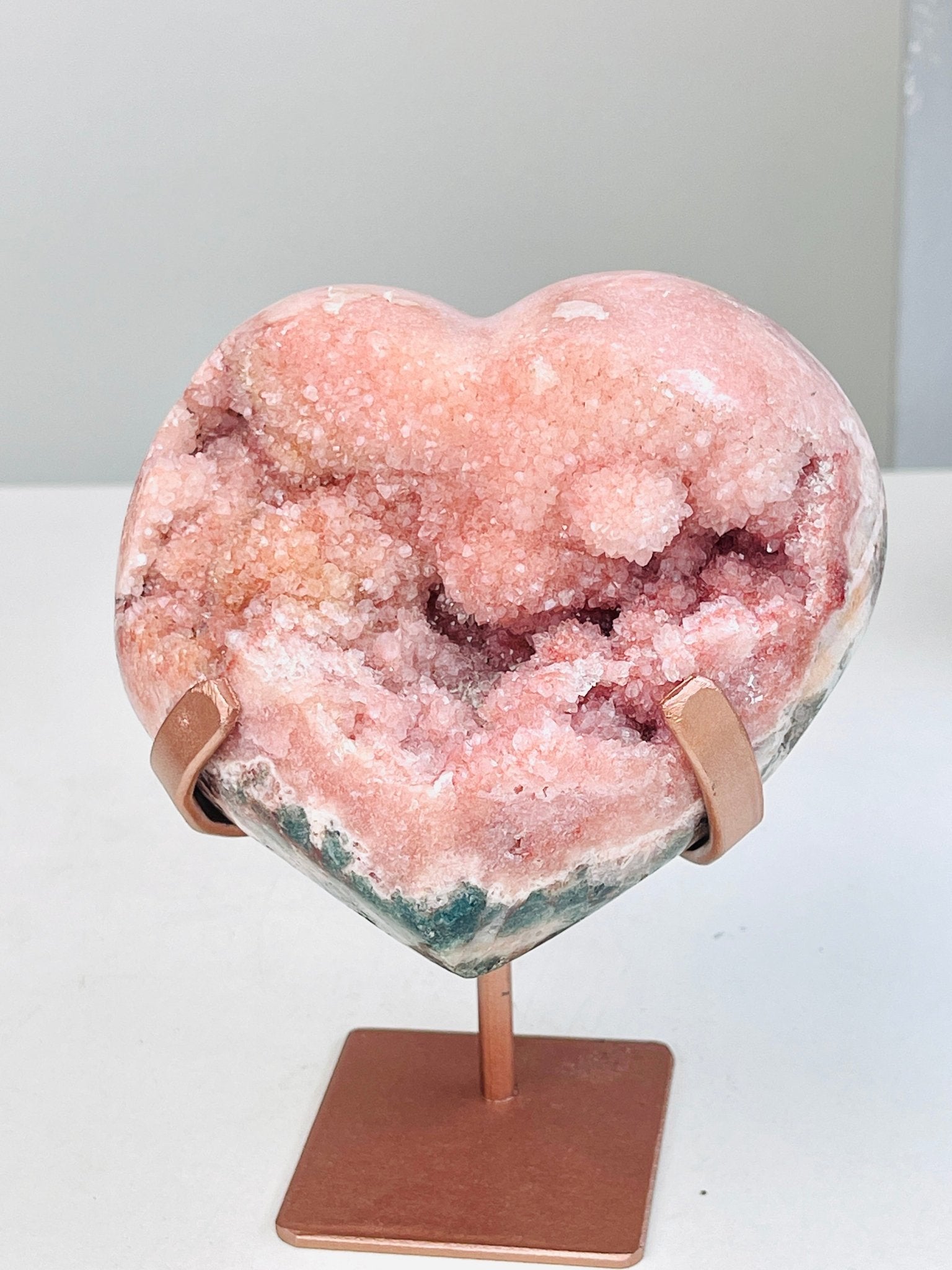 Pink Amethyst Druzy Heart on Stand | Large Crystal Heart Gift