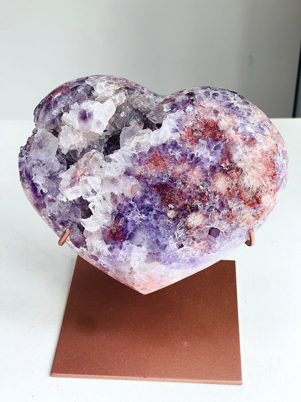 Pink Amethyst Druzy Heart | Rare Brazilian Crystal with Druzy Cavern | 1184g - Million Years Crystal