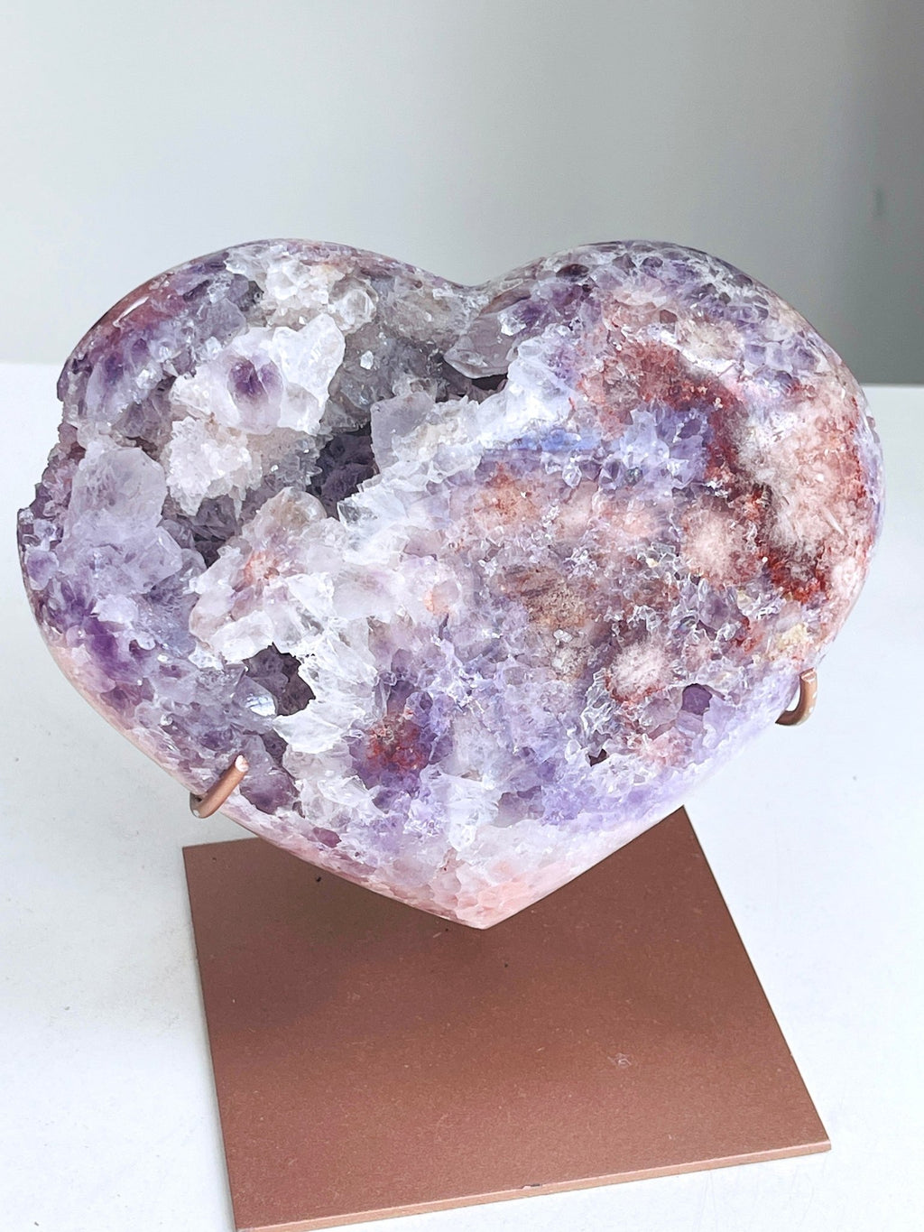Pink Amethyst Druzy Heart | Rare Brazilian Crystal with Druzy Cavern | 1184g - Million Years Crystal