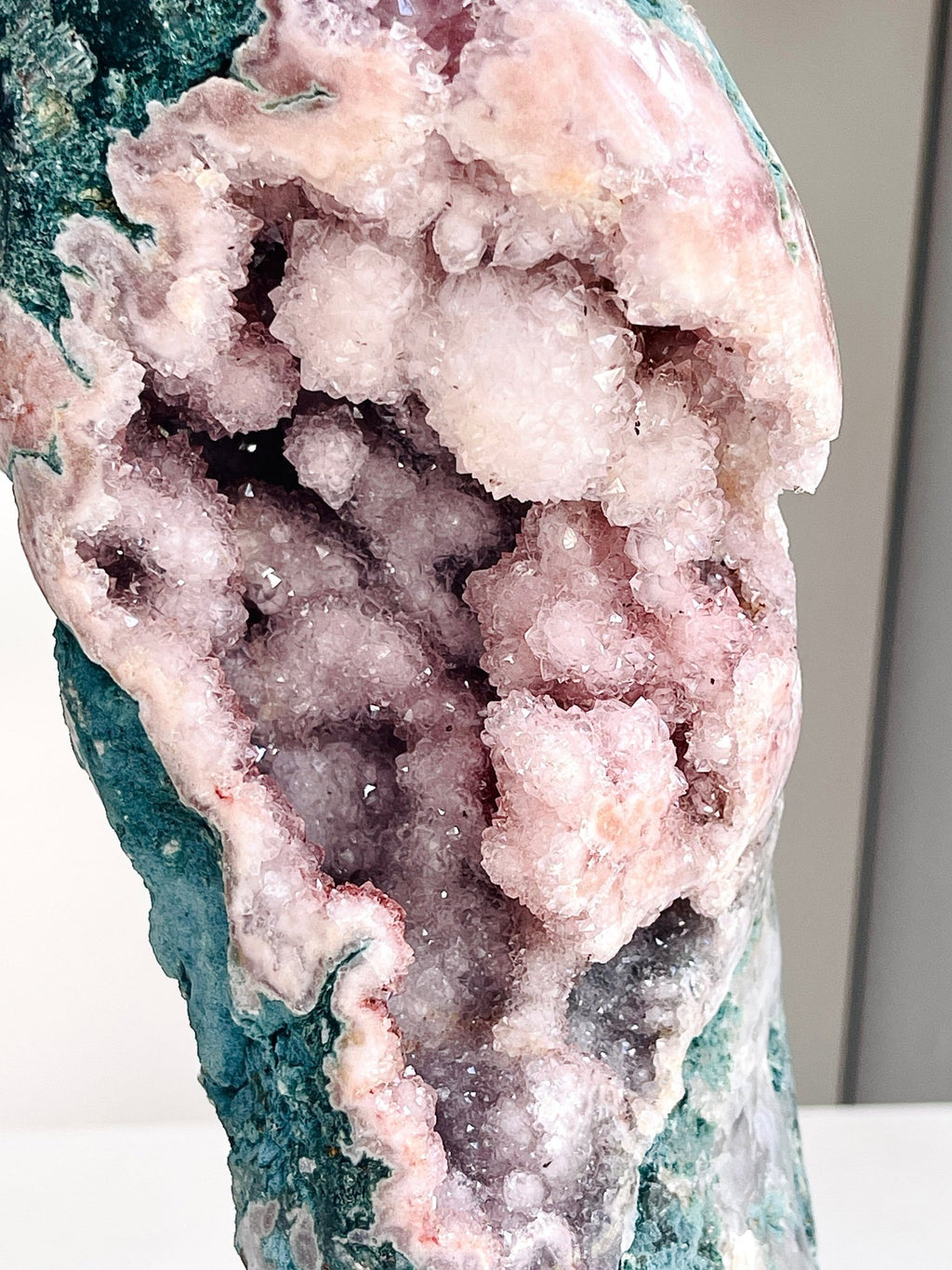 Pink Amethyst Geode Freeform on Stand – Large Statement Crystal - Million Years Crystal