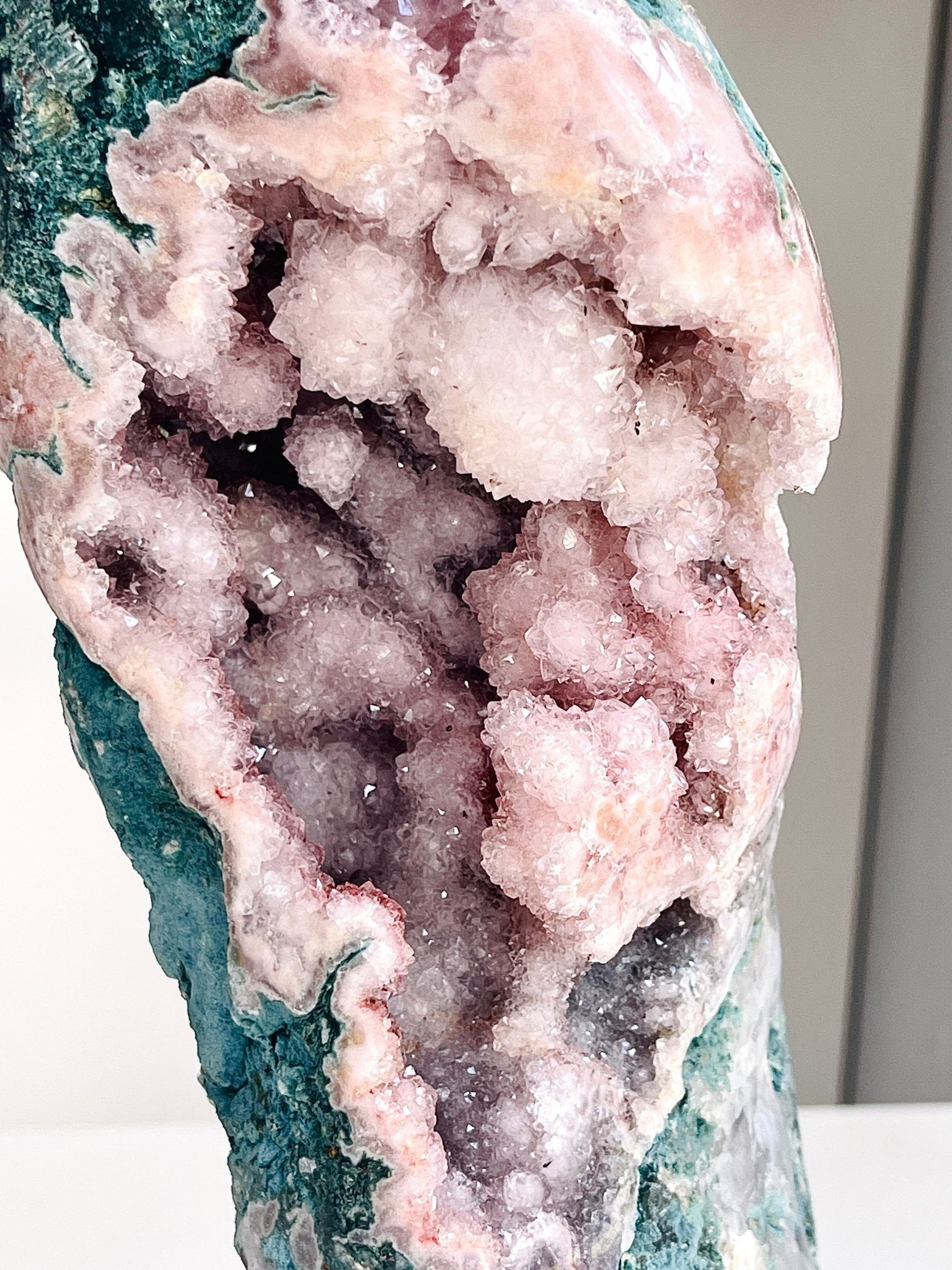 Pink Amethyst Geode Freeform on Stand – Large Statement Crystal - Million Years Crystal