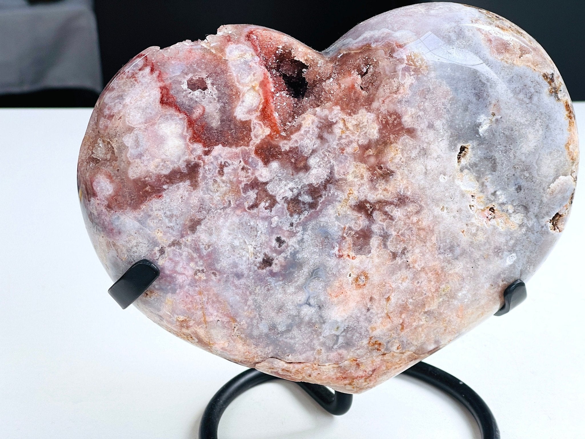 Pink Amethyst Heart, 2.5kg Statement Piece XXL Pink Amethyst Druzy Heart on Metal Stand, Pink Amethyst Crystal Heart, Crystal Gift - Million Years Crystal