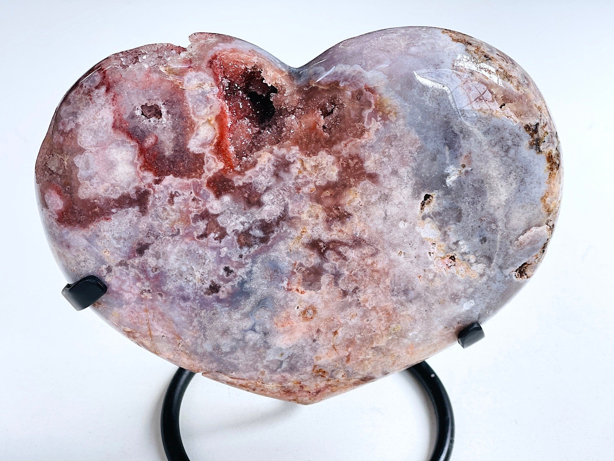 Pink Amethyst Heart, 2.5kg Statement Piece XXL Pink Amethyst Druzy Heart on Metal Stand, Pink Amethyst Crystal Heart, Crystal Gift - Million Years Crystal