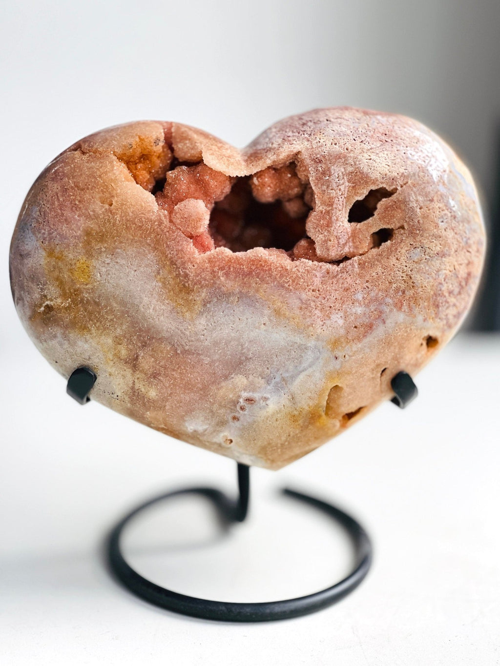 Pink Amethyst Heart, 2.8kg XXL Pink Amethyst Druzy Heart on Metal Stand, Pink Amethyst Crystal Heart, Crystal Gift, Crystal for Home decor - Million Years Crystal