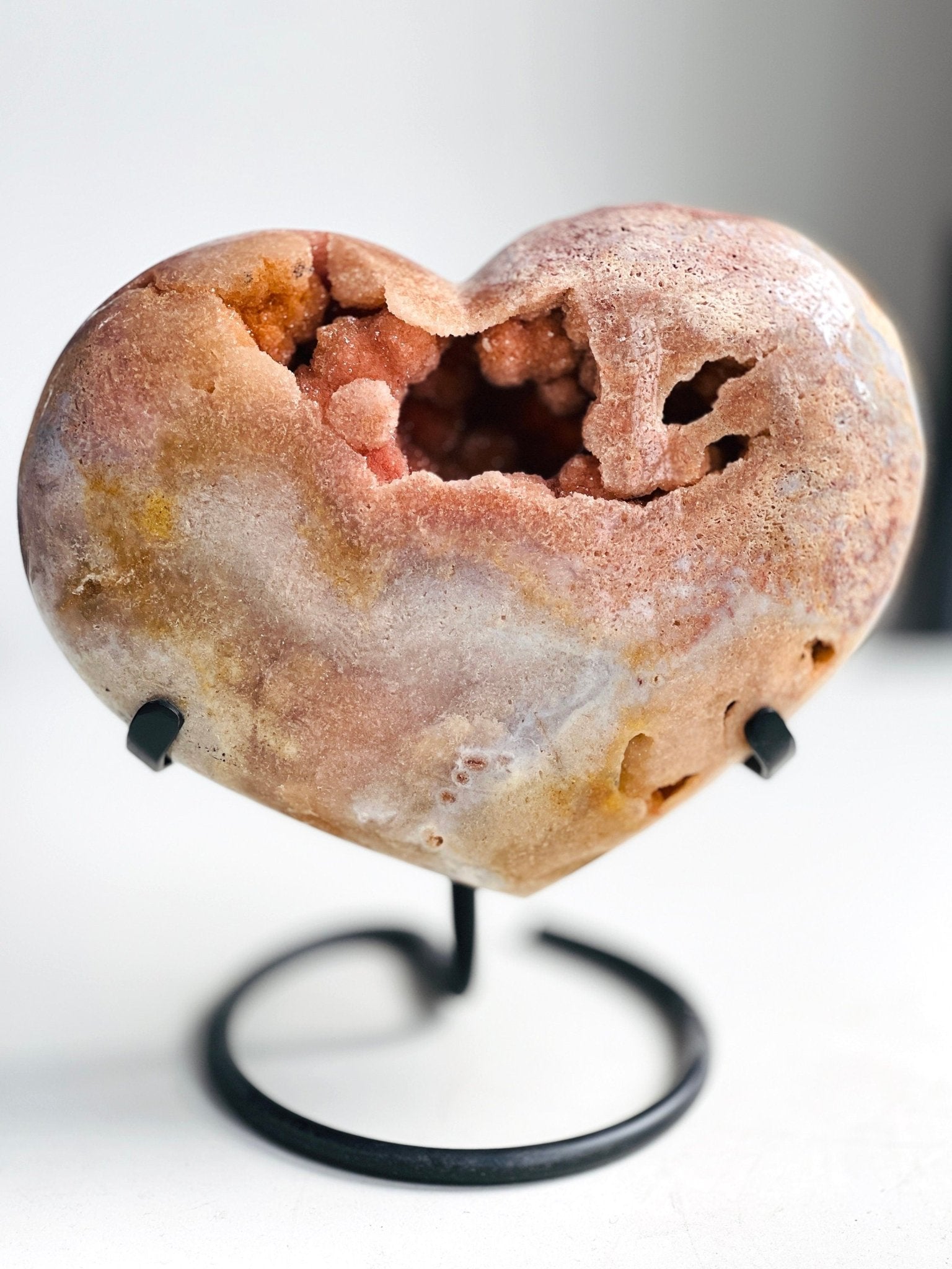 Pink Amethyst Heart, 2.8kg XXL Pink Amethyst Druzy Heart on Metal Stand, Pink Amethyst Crystal Heart, Crystal Gift, Crystal for Home decor - Million Years Crystal