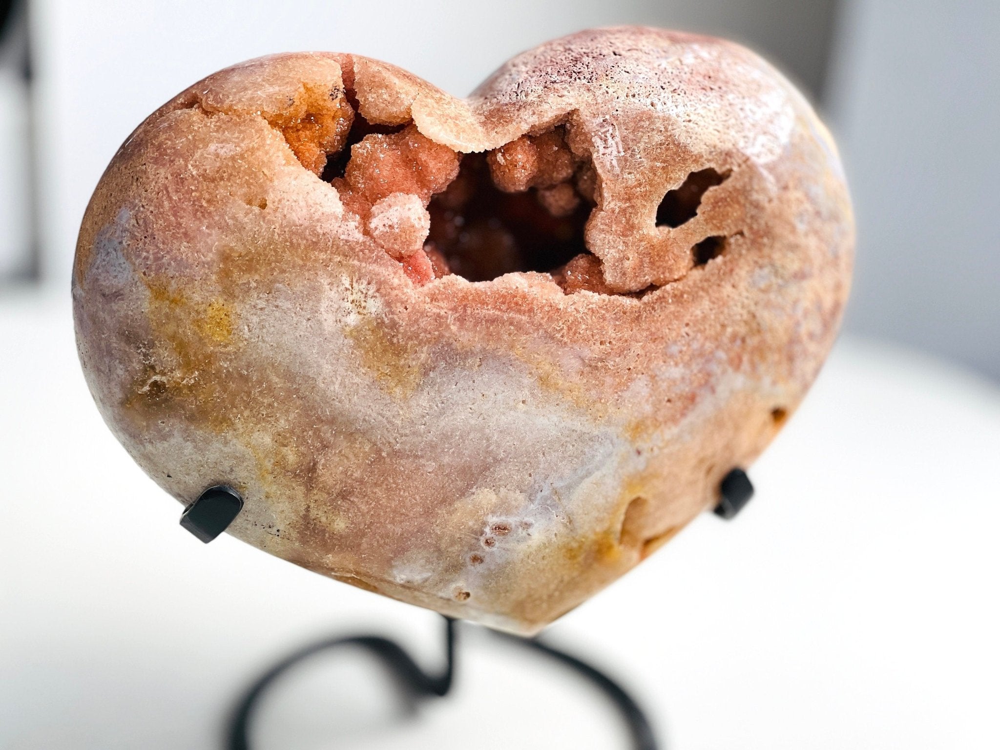 Pink Amethyst Heart, 2.8kg XXL Pink Amethyst Druzy Heart on Metal Stand, Pink Amethyst Crystal Heart, Crystal Gift, Crystal for Home decor - Million Years Crystal