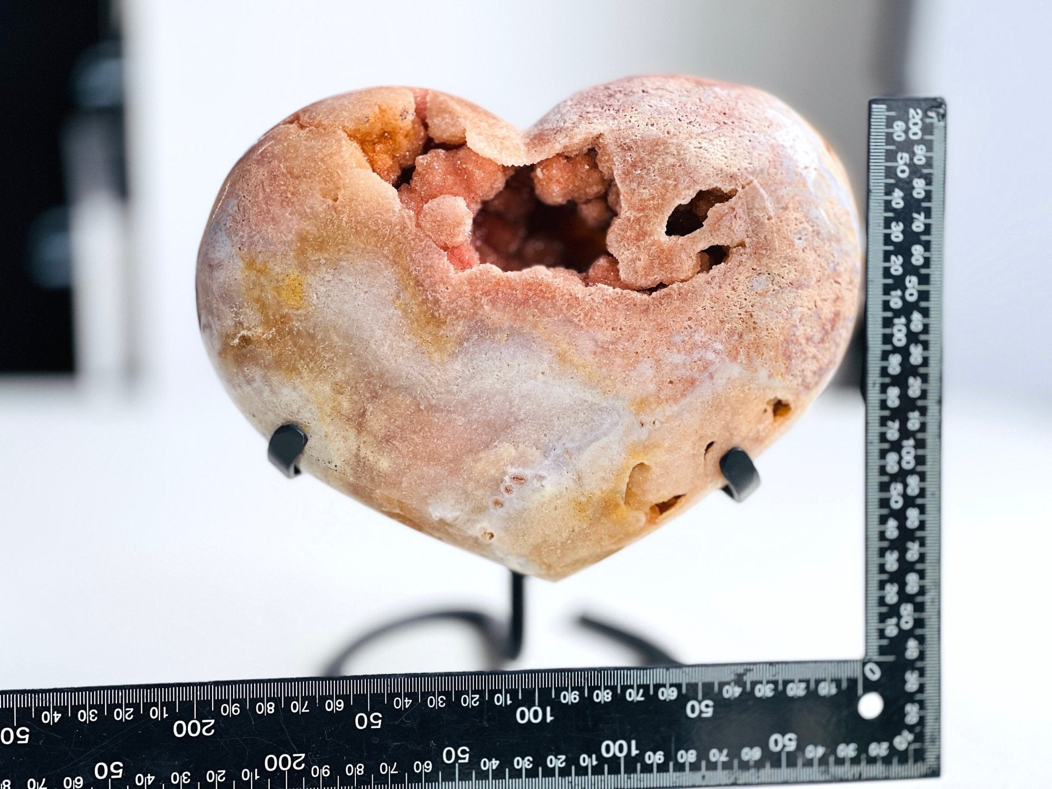 Pink Amethyst Heart, 2.8kg XXL Pink Amethyst Druzy Heart on Metal Stand, Pink Amethyst Crystal Heart, Crystal Gift, Crystal for Home decor - Million Years Crystal