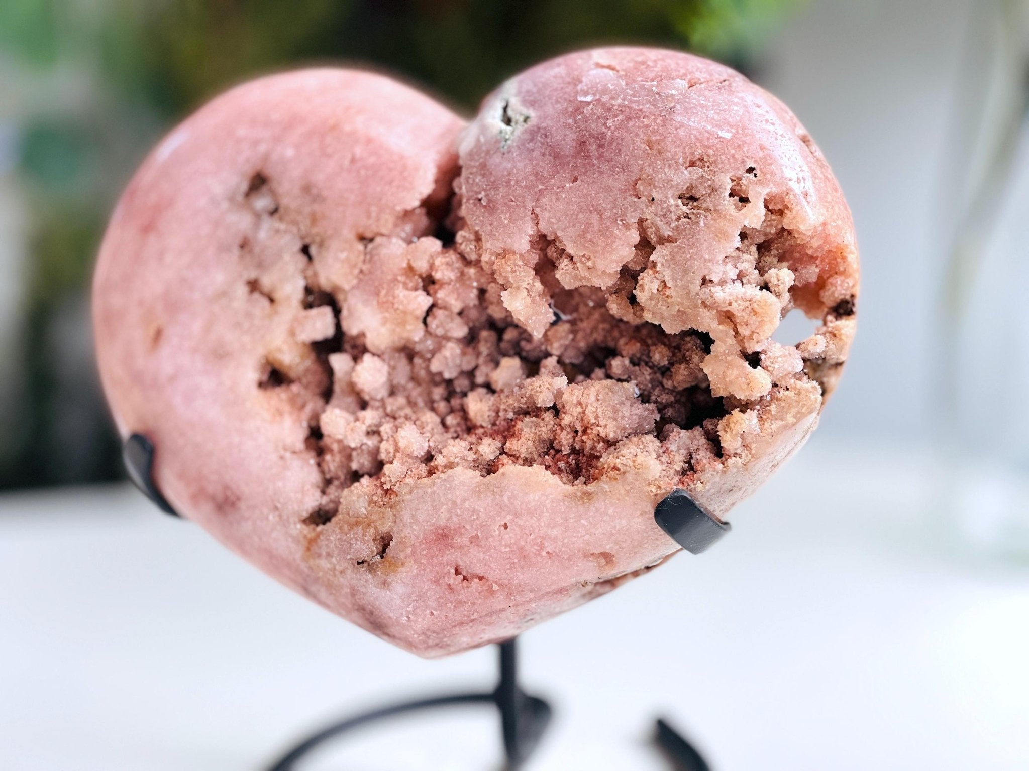 Pink Amethyst Heart, 2.9kg Statement Piece XXL Pink Amethyst Druzy Heart on Metal Stand, Pink Amethyst Crystal Heart, Crystal Gift, - Million Years Crystal