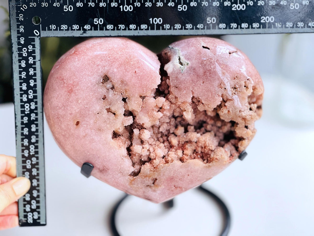 Pink Amethyst Heart, 2.9kg Statement Piece XXL Pink Amethyst Druzy Heart on Metal Stand, Pink Amethyst Crystal Heart, Crystal Gift, - Million Years Crystal
