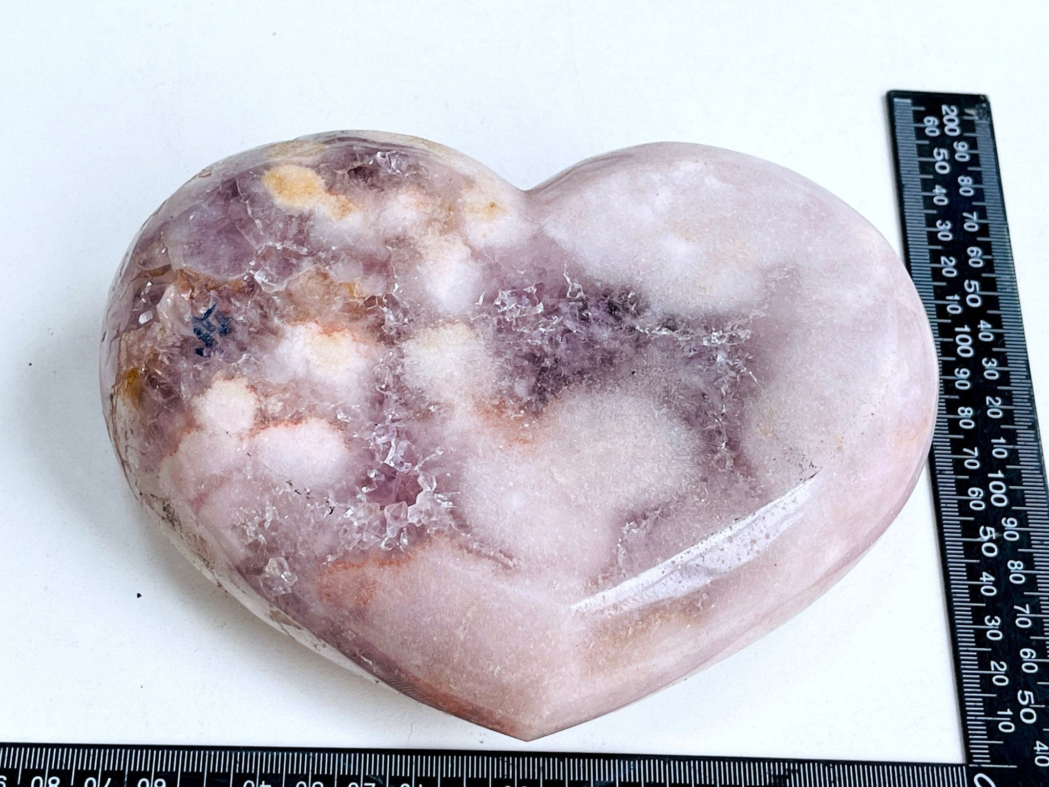 Pink Amethyst Heart, 2kg Large Pink Amethyst Druzy Heart on Metal Stand, Pink Amethyst Crystal Heart, Crystal Heart,Crystal Gift - Million Years Crystal
