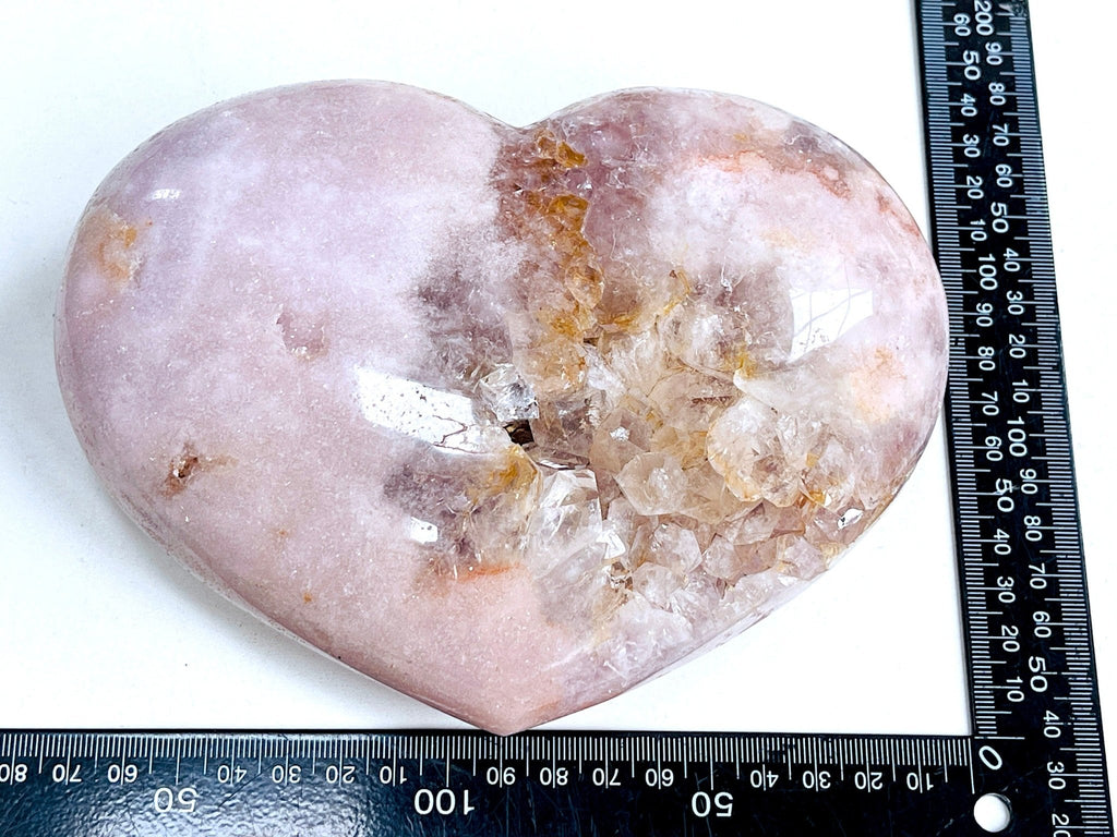 Pink Amethyst Heart, 2kg Large Pink Amethyst Druzy Heart on Metal Stand, Pink Amethyst Crystal Heart, Crystal Heart,Crystal Gift - Million Years Crystal