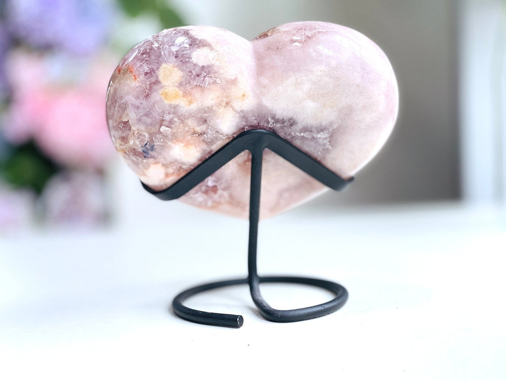 Pink Amethyst Heart, 2kg Large Pink Amethyst Druzy Heart on Metal Stand, Pink Amethyst Crystal Heart, Crystal Heart,Crystal Gift - Million Years Crystal