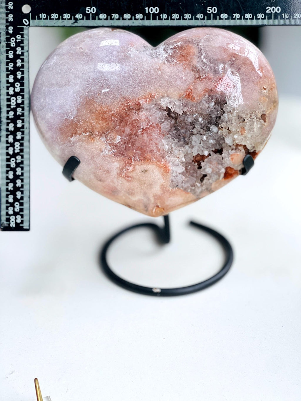 Pink Amethyst Heart, 3.5kg Statement Pink Amethyst Druzy Heart on Metal Stand, Pink Amethyst Crystal Heart, Crystal Heart, Crystal Gift, - Million Years Crystal