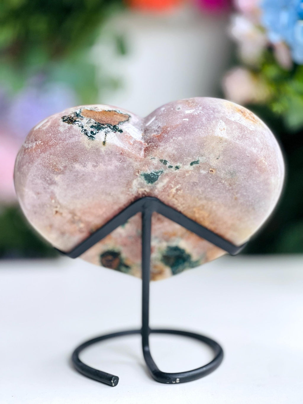 Pink Amethyst Heart, 3.5kg Statement Pink Amethyst Druzy Heart on Metal Stand, Pink Amethyst Crystal Heart, Crystal Heart, Crystal Gift, - Million Years Crystal