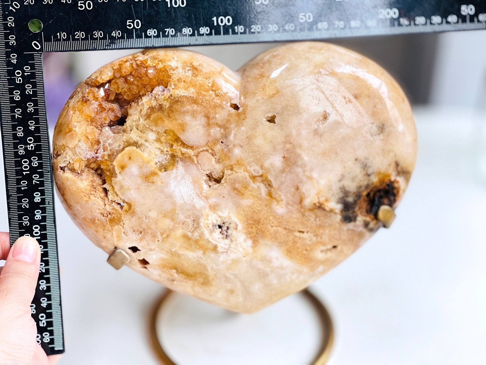 Pink Amethyst Heart, 3kg Statement Pink Amethyst Druzy Heart on Metal Stand, Pink Amethyst Crystal Heart, Crystal Heart, Crystal Gift - Million Years Crystal