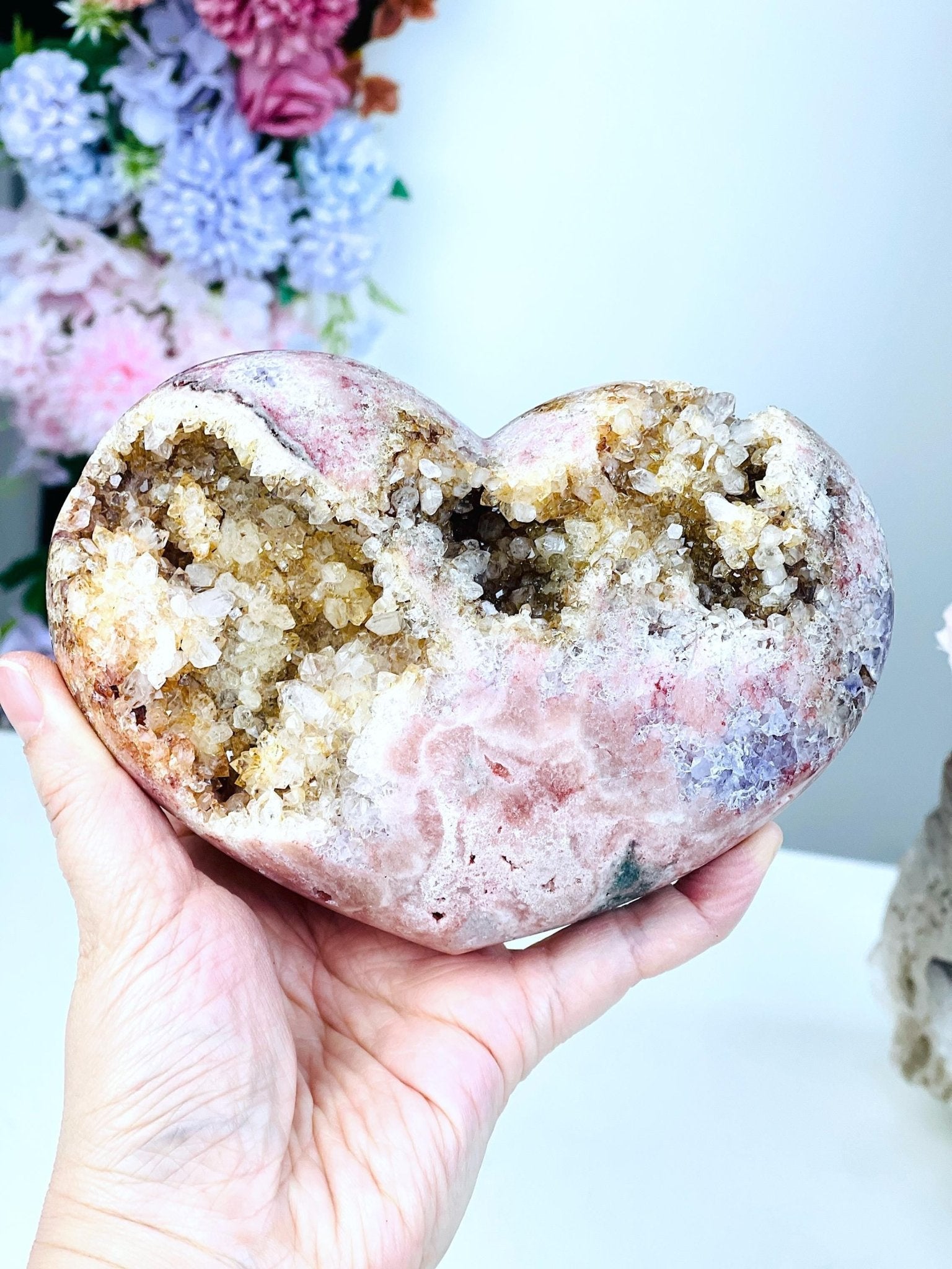 Pink Amethyst Heart, Large 0.9kg Pink Amethyst Crystal Heart, Crystal Heart, Crystal Gift, Healing Crystal - Million Years Crystal