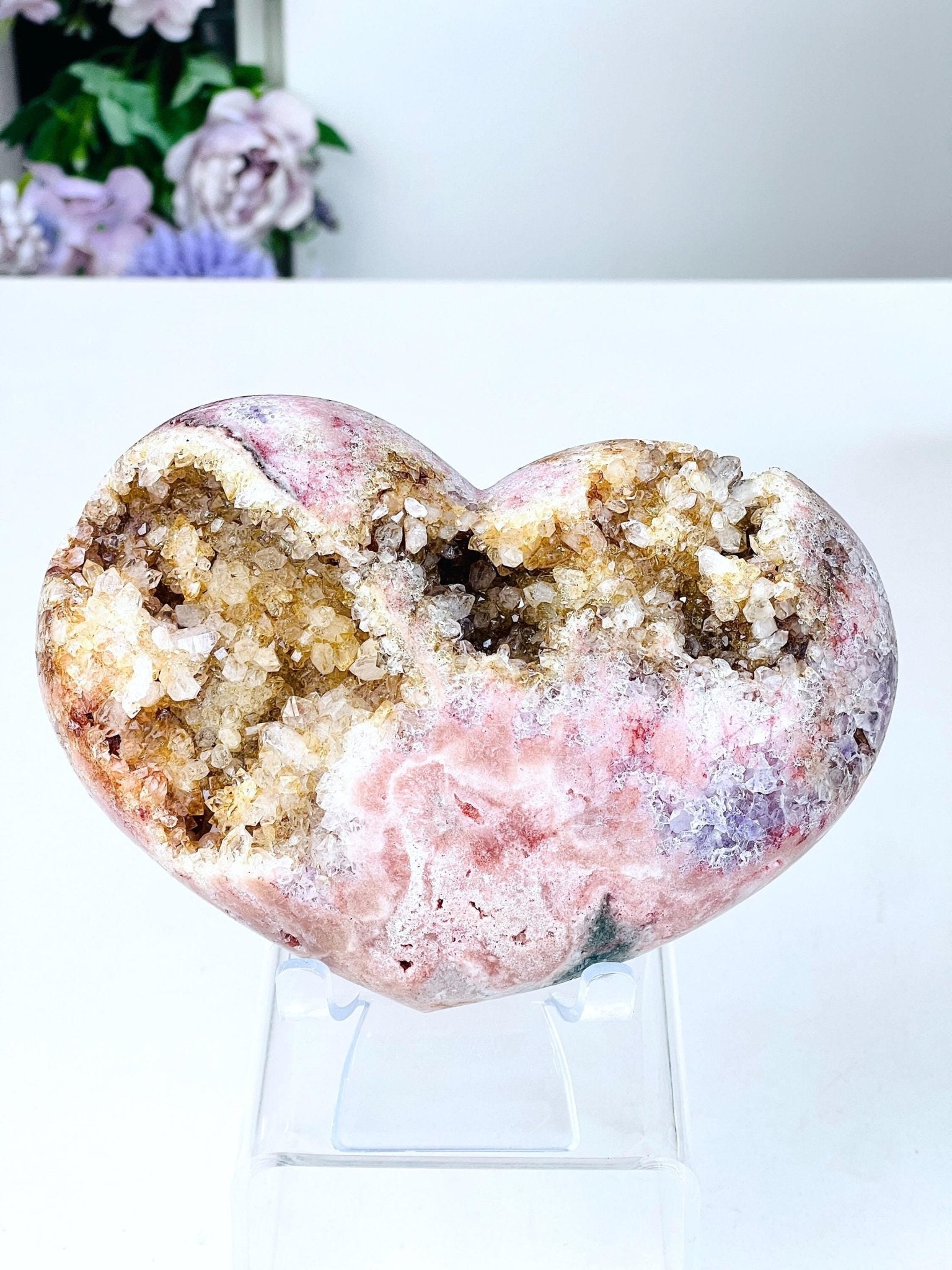 Pink Amethyst Heart, Large 0.9kg Pink Amethyst Crystal Heart, Crystal Heart, Crystal Gift, Healing Crystal - Million Years Crystal
