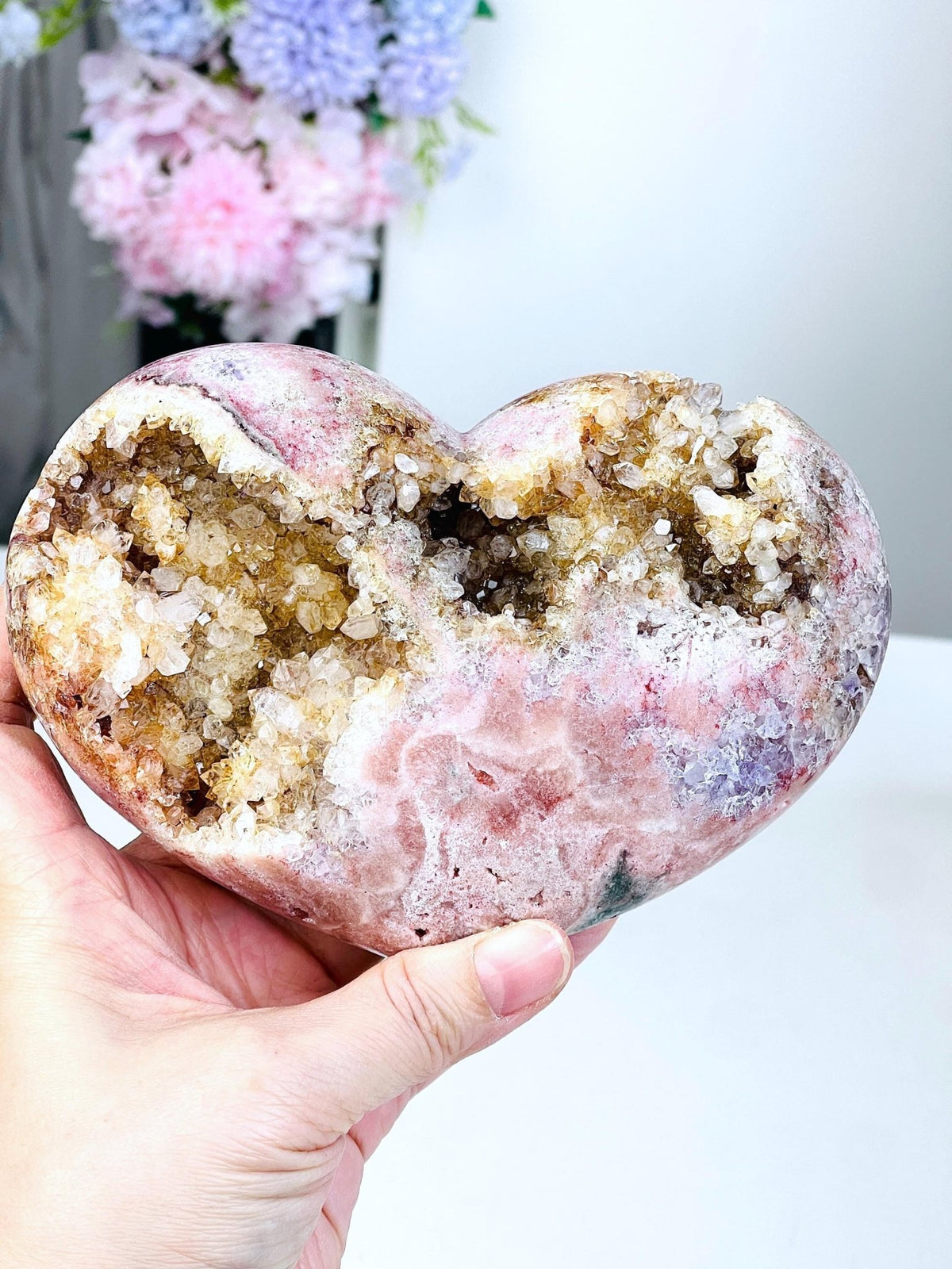 Pink Amethyst Heart, Large 0.9kg Pink Amethyst Crystal Heart, Crystal Heart, Crystal Gift, Healing Crystal - Million Years Crystal