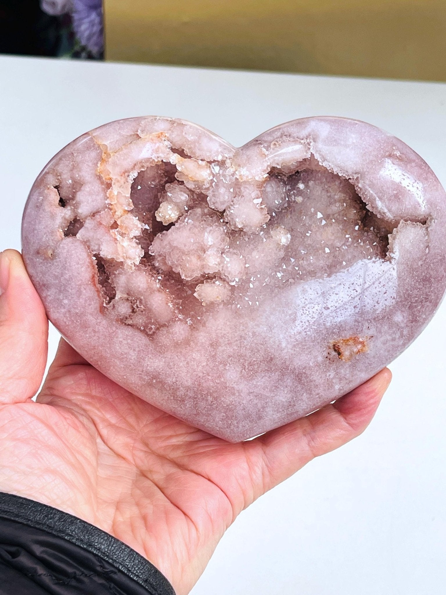 Pink Amethyst Heart, Pink Amethyst Druzy Heart, Pink Amethyst Crystal Heart, Crystal Heart, Crystal Gift, Healing Crystal - Million Years Crystal