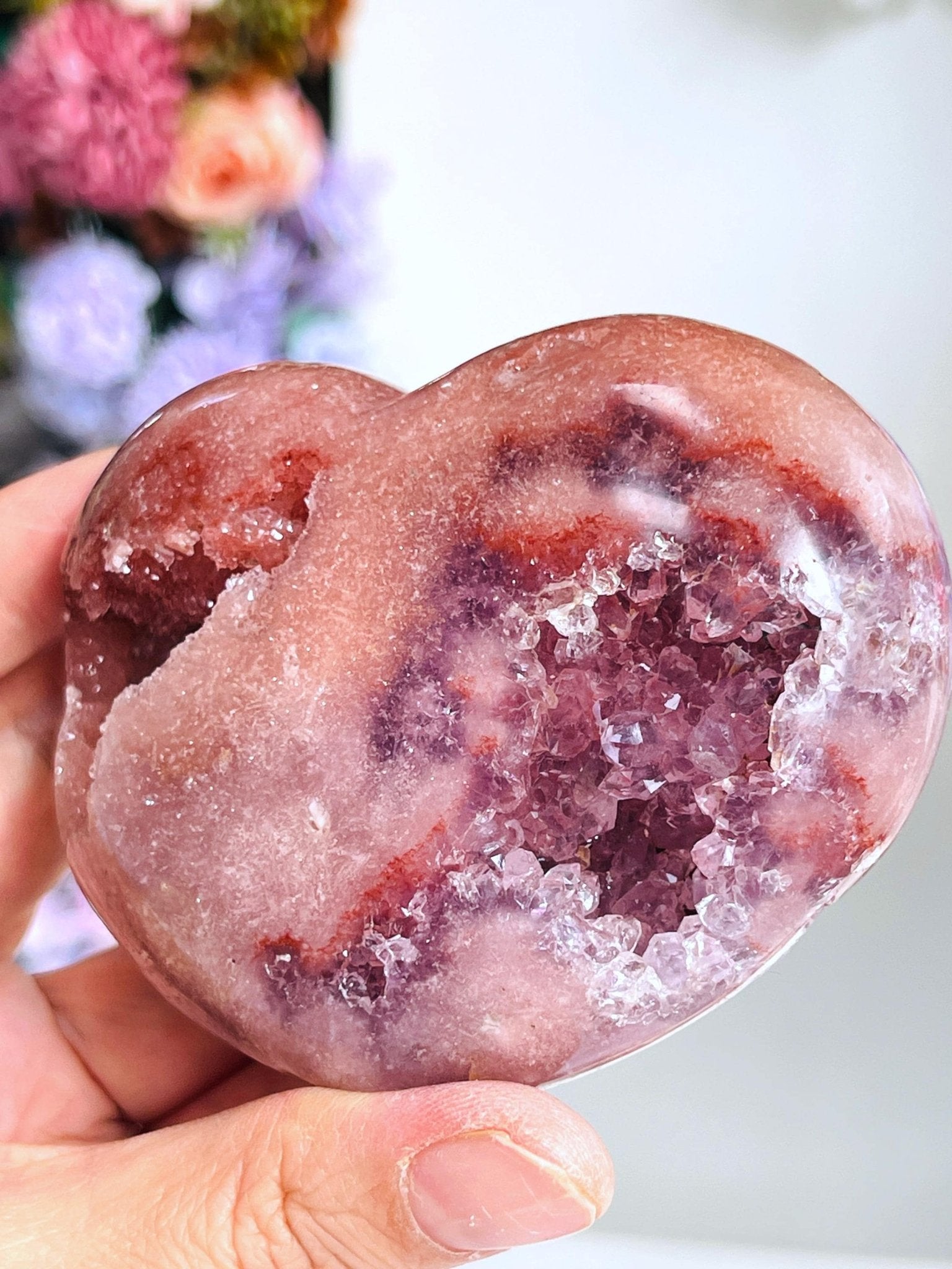 Pink Amethyst Heart, Super Extra Quality Pink Amethyst Druzy Heart, Crystal Heart, Crystal Heart, Crystal Gift, Healing Crystal - Million Years Crystal