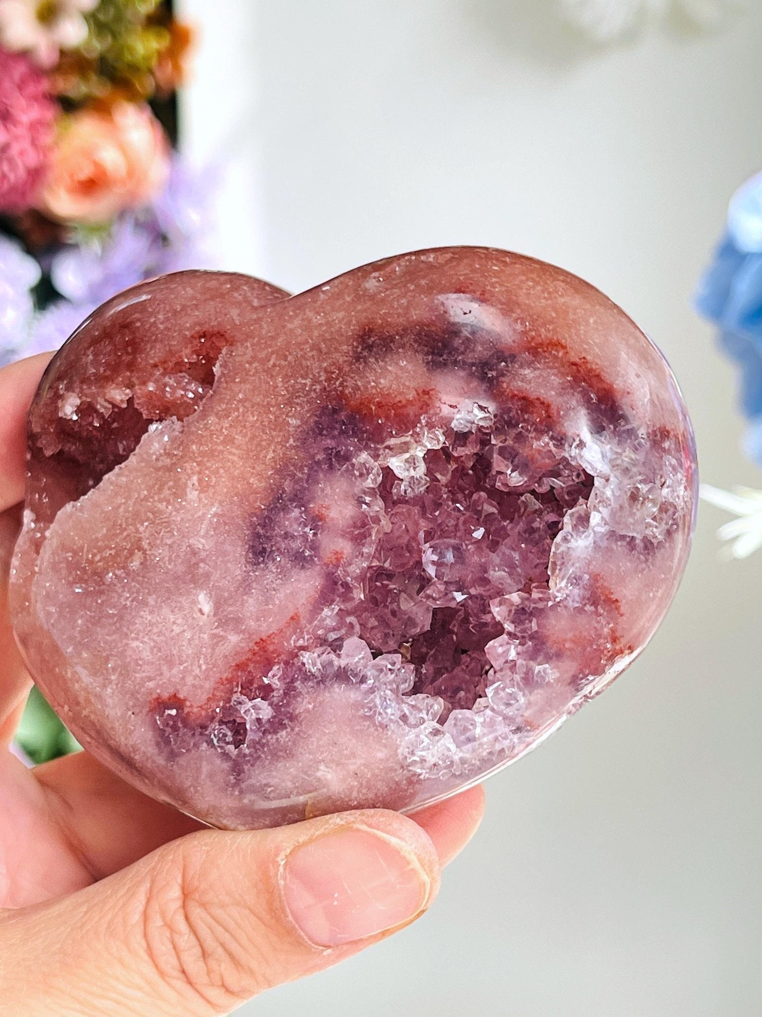 Pink Amethyst Heart, Super Extra Quality Pink Amethyst Druzy Heart, Crystal Heart, Crystal Heart, Crystal Gift, Healing Crystal - Million Years Crystal