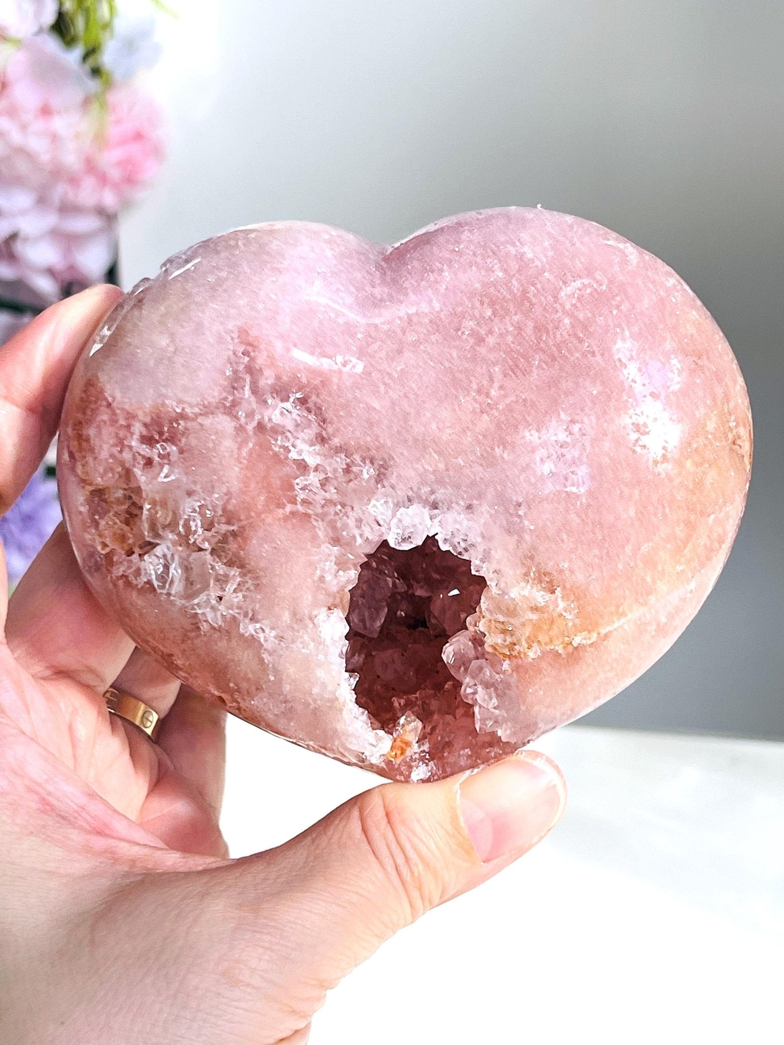 Pink Amethyst Heart, Super Extra Quality Pink Amethyst Druzy Heart, Crystal Heart, Crystal Heart, Crystal Gift, Healing Crystal - Million Years Crystal