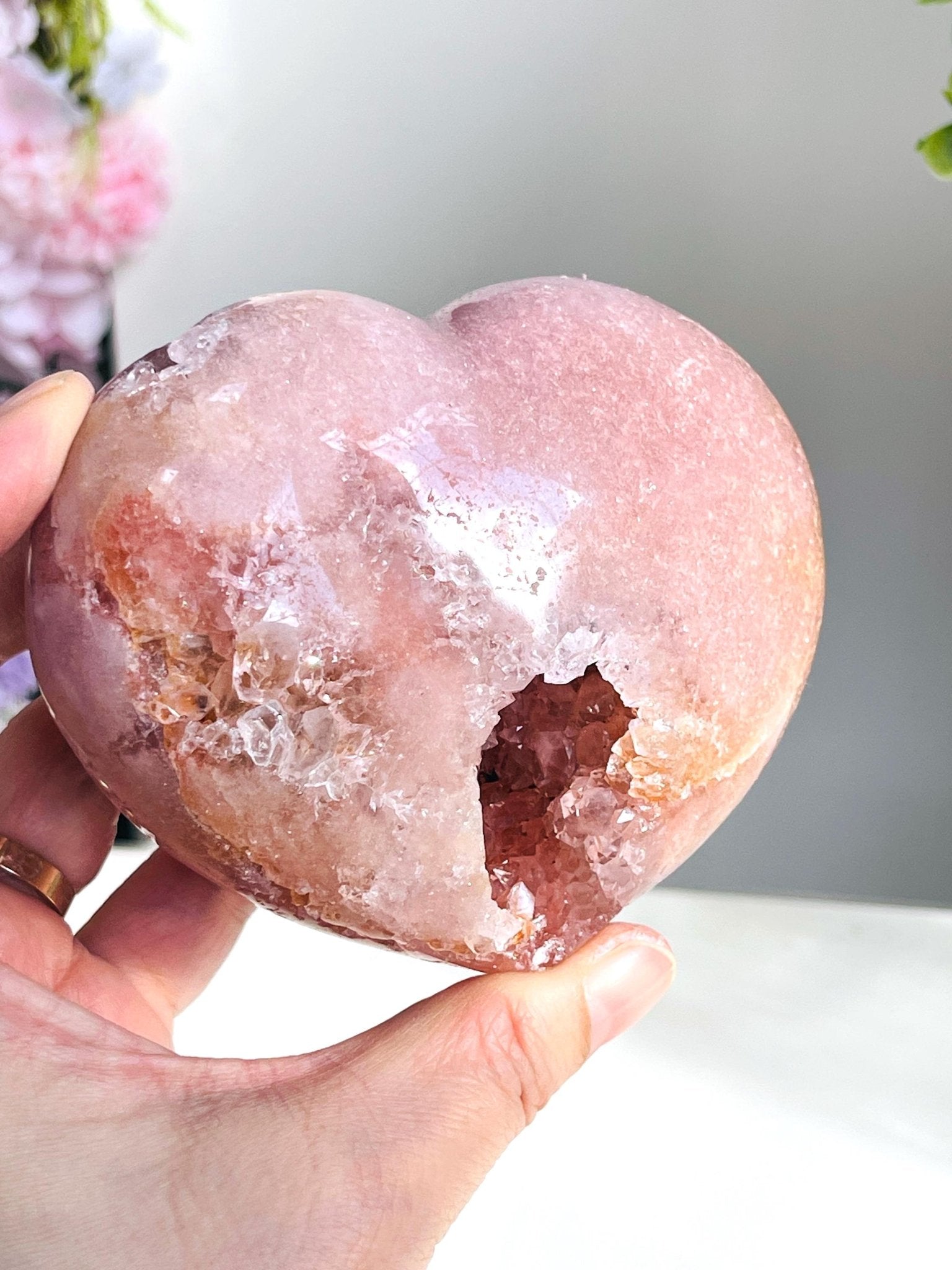 Pink Amethyst Heart, Super Extra Quality Pink Amethyst Druzy Heart, Crystal Heart, Crystal Heart, Crystal Gift, Healing Crystal - Million Years Crystal