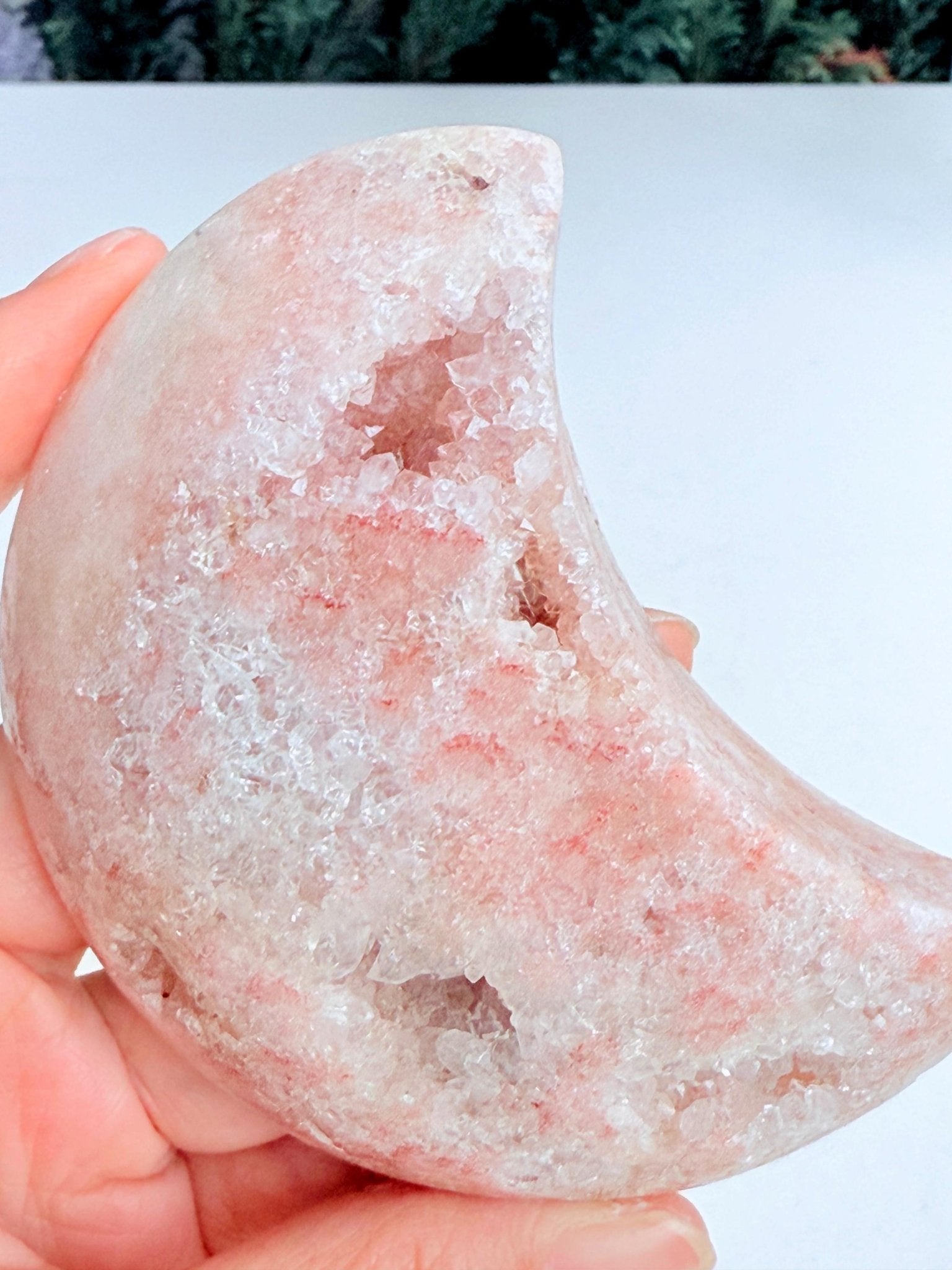 Pink Amethyst Moon, Pink Amethyst Druzy Moon, Dreamy Pink Amethyst Crystal Polished Moon, Healing Crystal, Crystal Gift -3 - Million Years Crystal